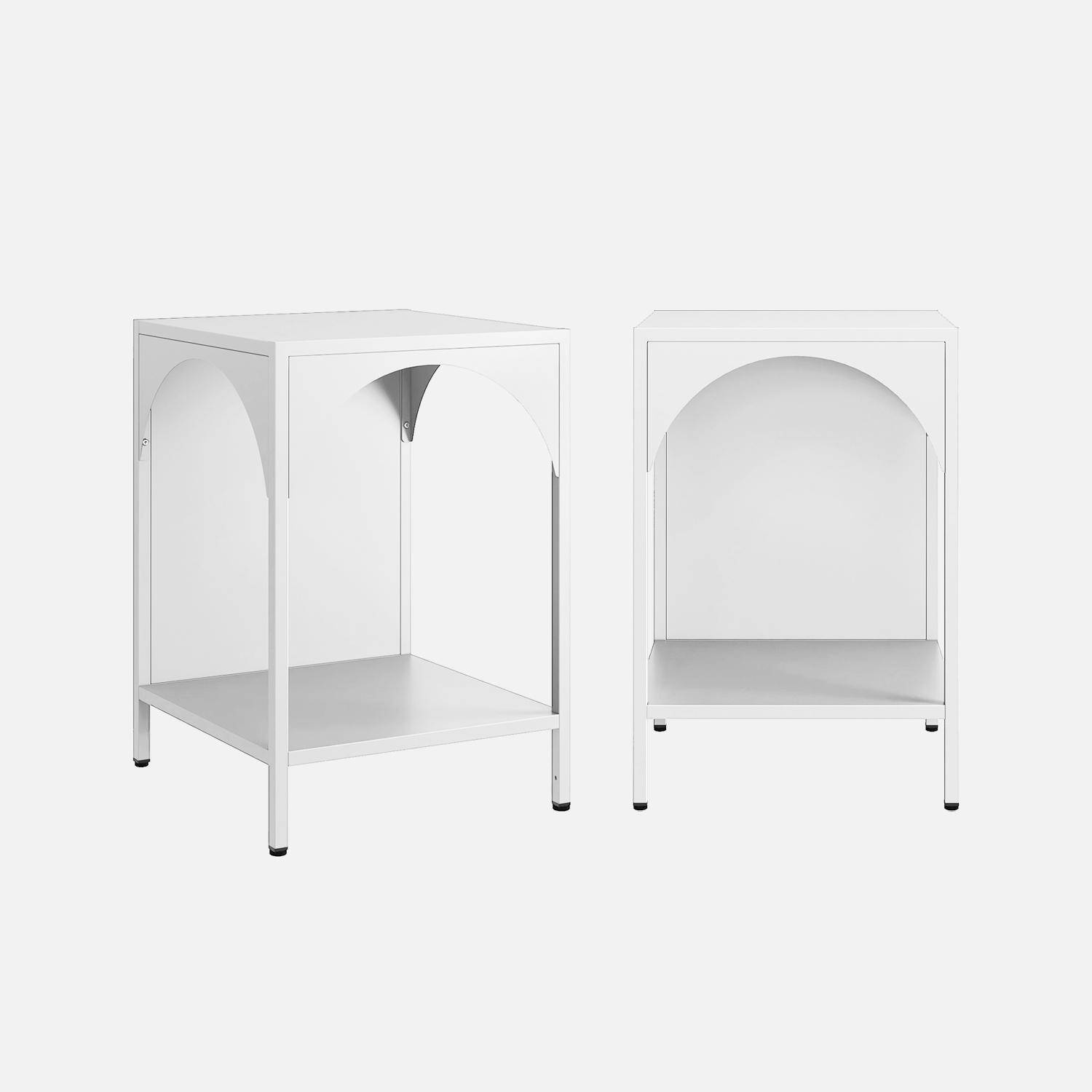 Lot de 2 tables de chevet, tables d'appoint en acier style industriel, blanc, L 35 x l 35 x H 51cm,sweeek,Photo3