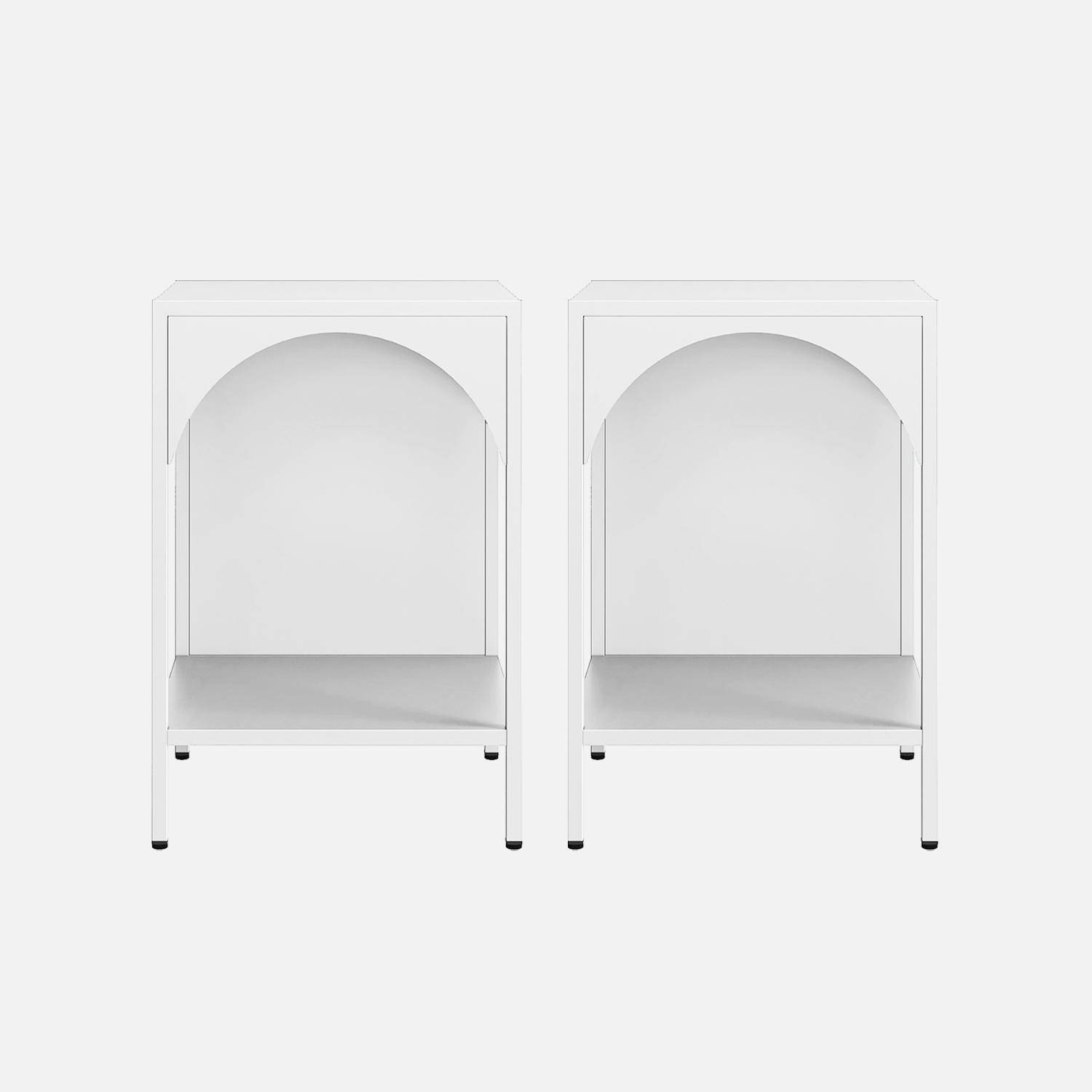 Lot de 2 tables de chevet, tables d'appoint en acier style industriel, blanc, L 35 x l 35 x H 51cm,sweeek,Photo5