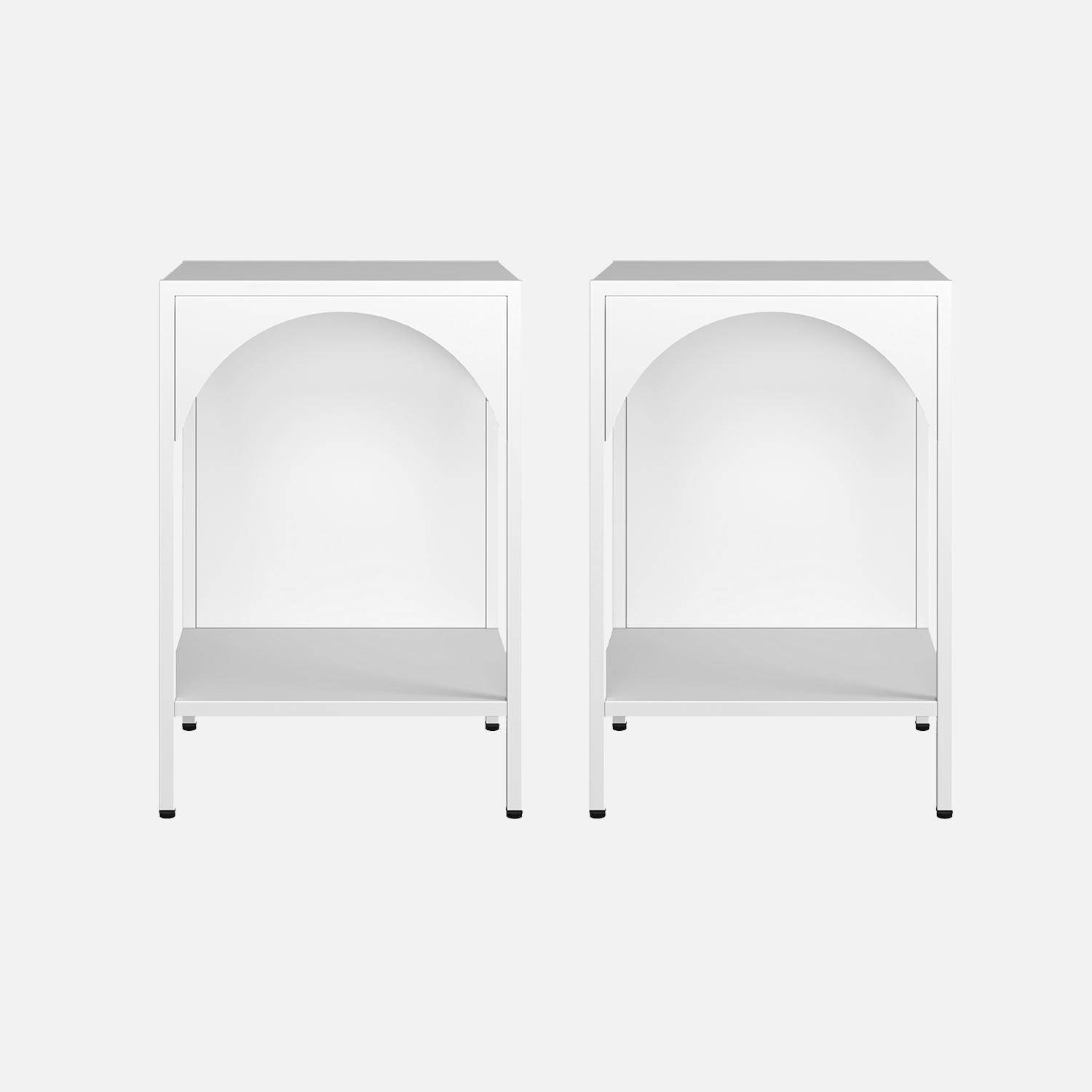 Mesita de noche de metal, set de 2, Soho, Blanco, 35x35x52 cm Photo6