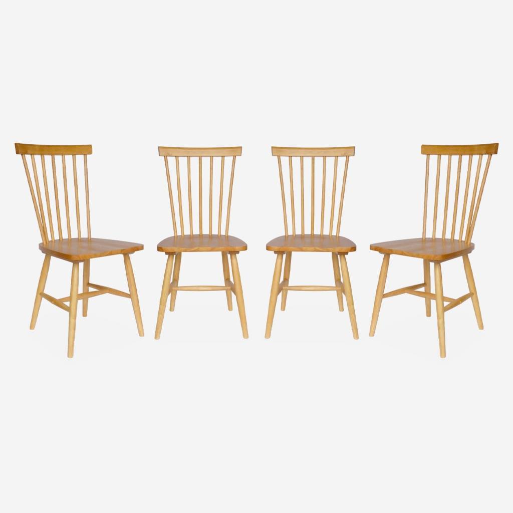 Silla de madera de hevea, set de 4, Natural