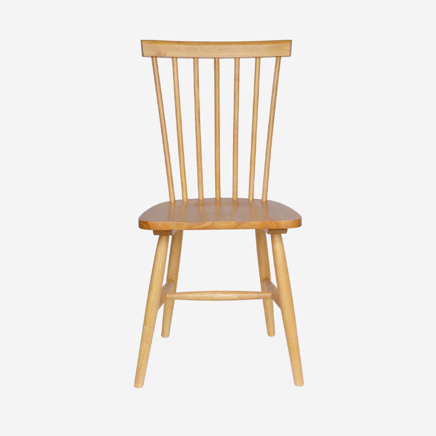 Lot de 4 chaises naturelles à barreaux en bois d'hévéa, ROMIE, L 50,8 x P 44,2 x H 90cm Photo6