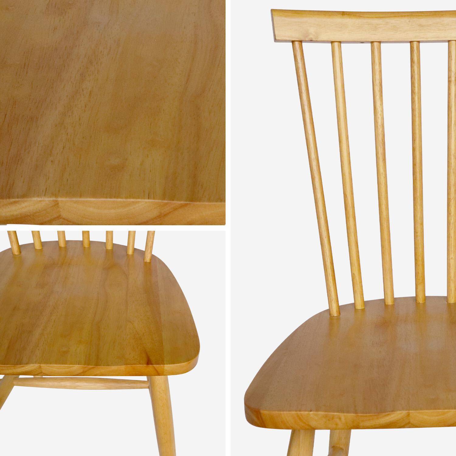 Lot de 4 chaises naturelles à barreaux en bois d'hévéa, ROMIE, L 50,8 x P 44,2 x H 90cm Photo7