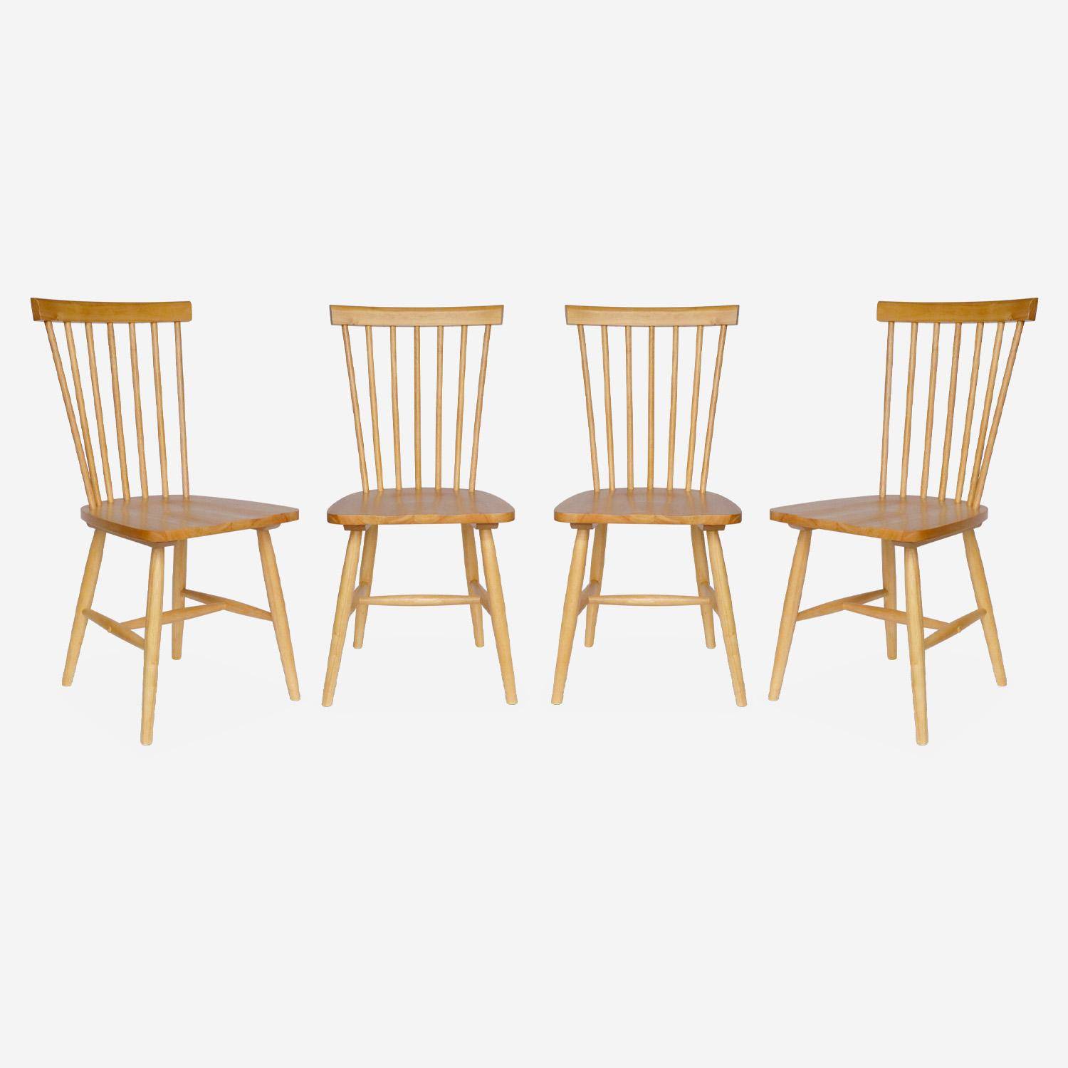 Lot de 4 chaises naturelles à barreaux en bois d'hévéa, ROMIE, L 50,8 x P 44,2 x H 90cm Photo4