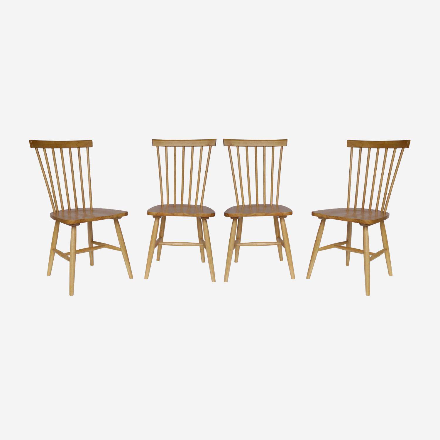 Set of 4 hevea wooden chairs, Romie, Natural, 49x44x90 cm Photo4