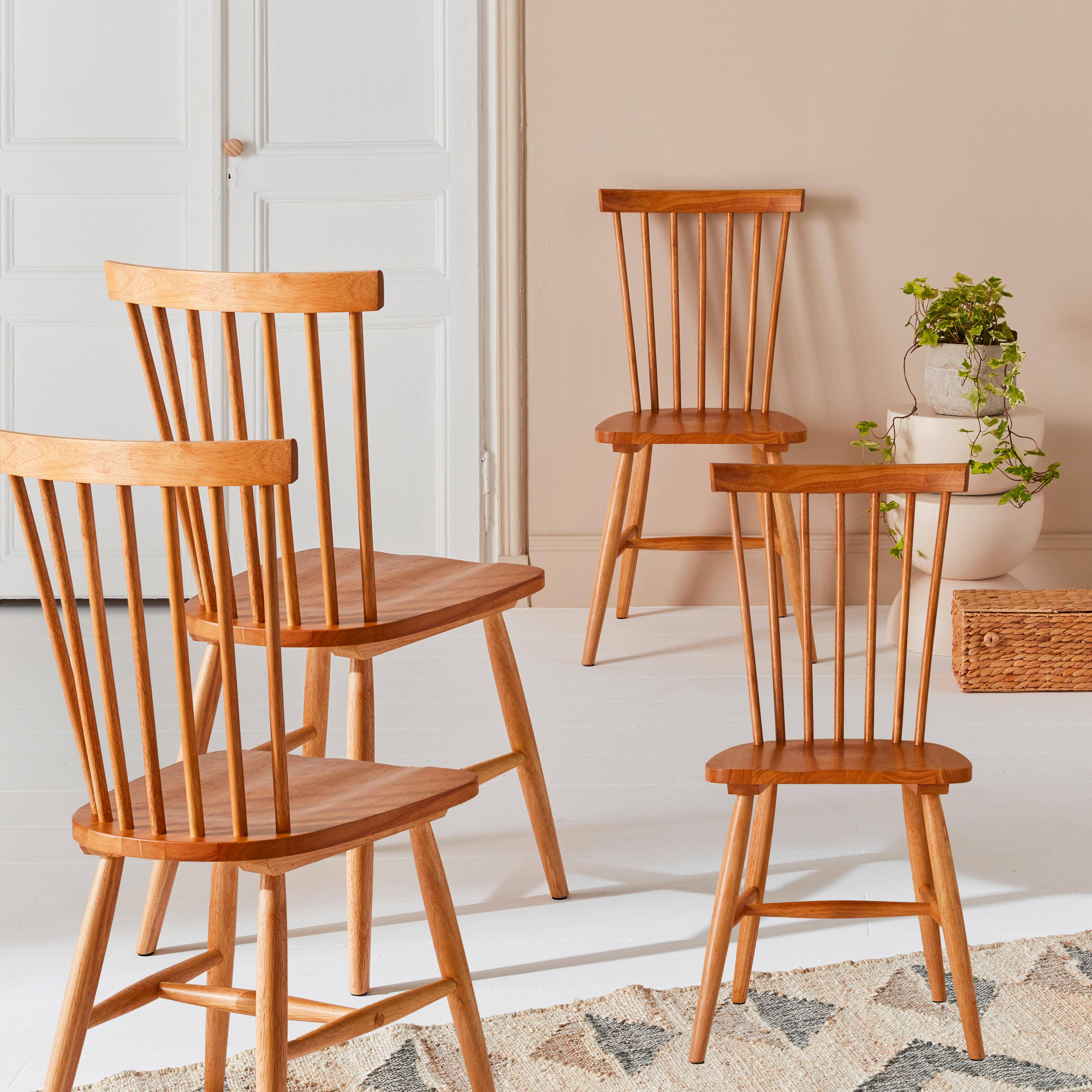 Set of 4 hevea wooden chairs, Romie, Natural, 49x44x90 cm Photo1