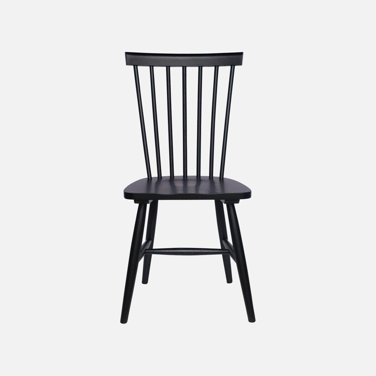 Lot de 4 chaises noires à barreaux en bois d'hévéa, ROMIE, L 50,8 x P 44,2 x H 90cm Photo5