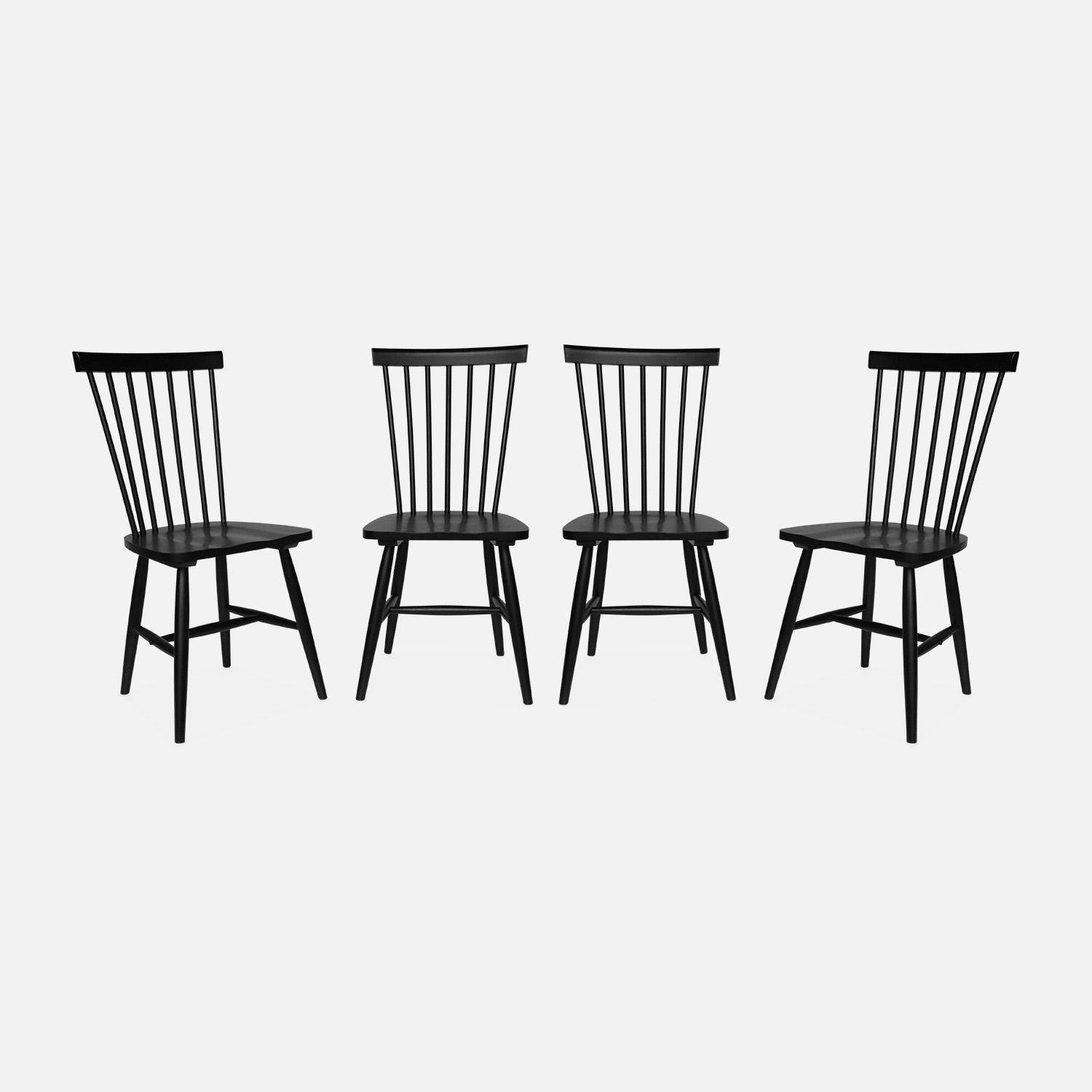 Lot de 4 chaises noires à barreaux en bois d'hévéa, ROMIE, L 50,8 x P 44,2 x H 90cm Photo3
