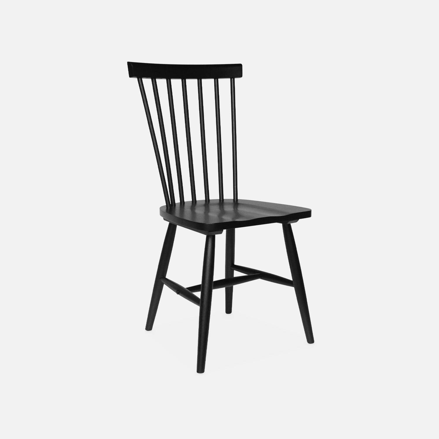 Lot de 4 chaises noires à barreaux en bois d'hévéa, ROMIE, L 50,8 x P 44,2 x H 90cm Photo4