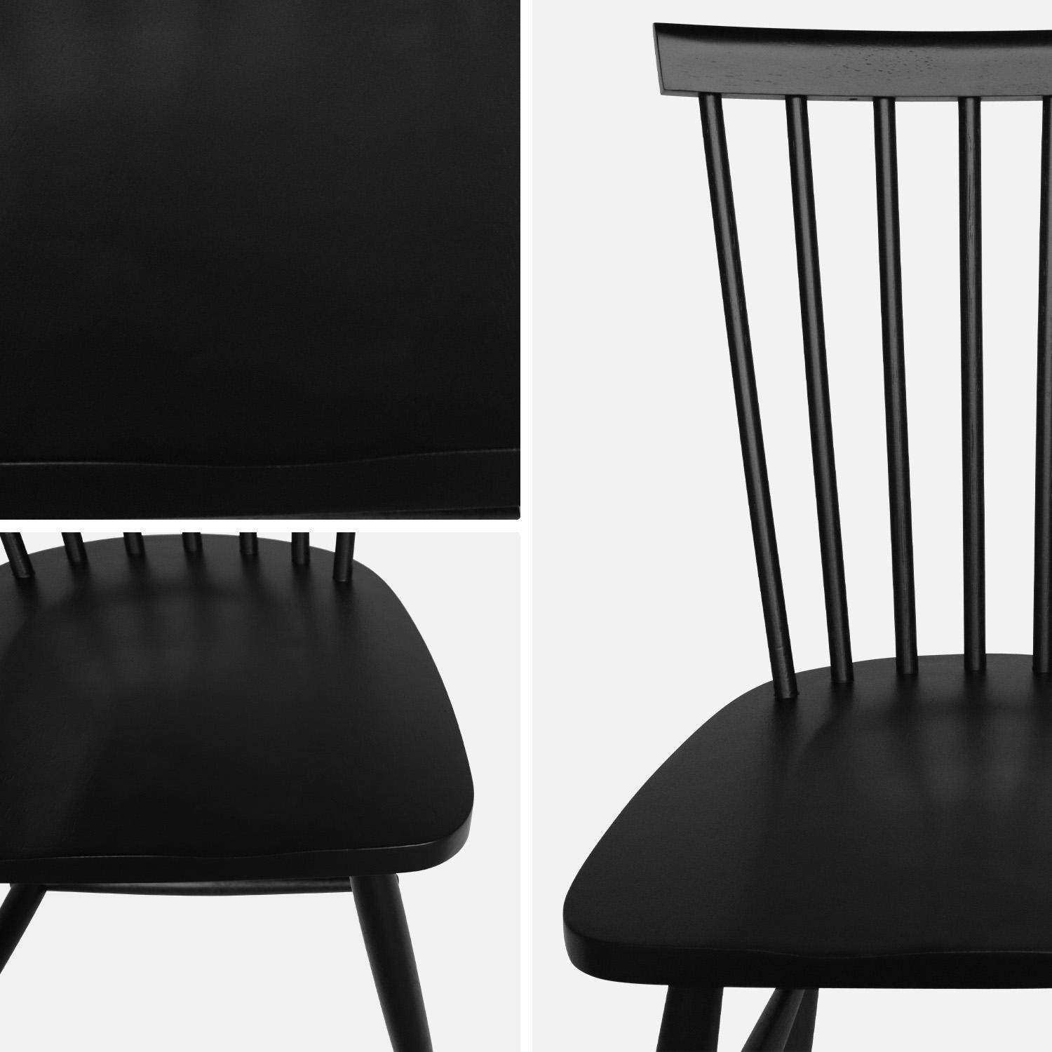 Lot de 4 chaises noires à barreaux en bois d'hévéa, ROMIE, L 50,8 x P 44,2 x H 90cm Photo6