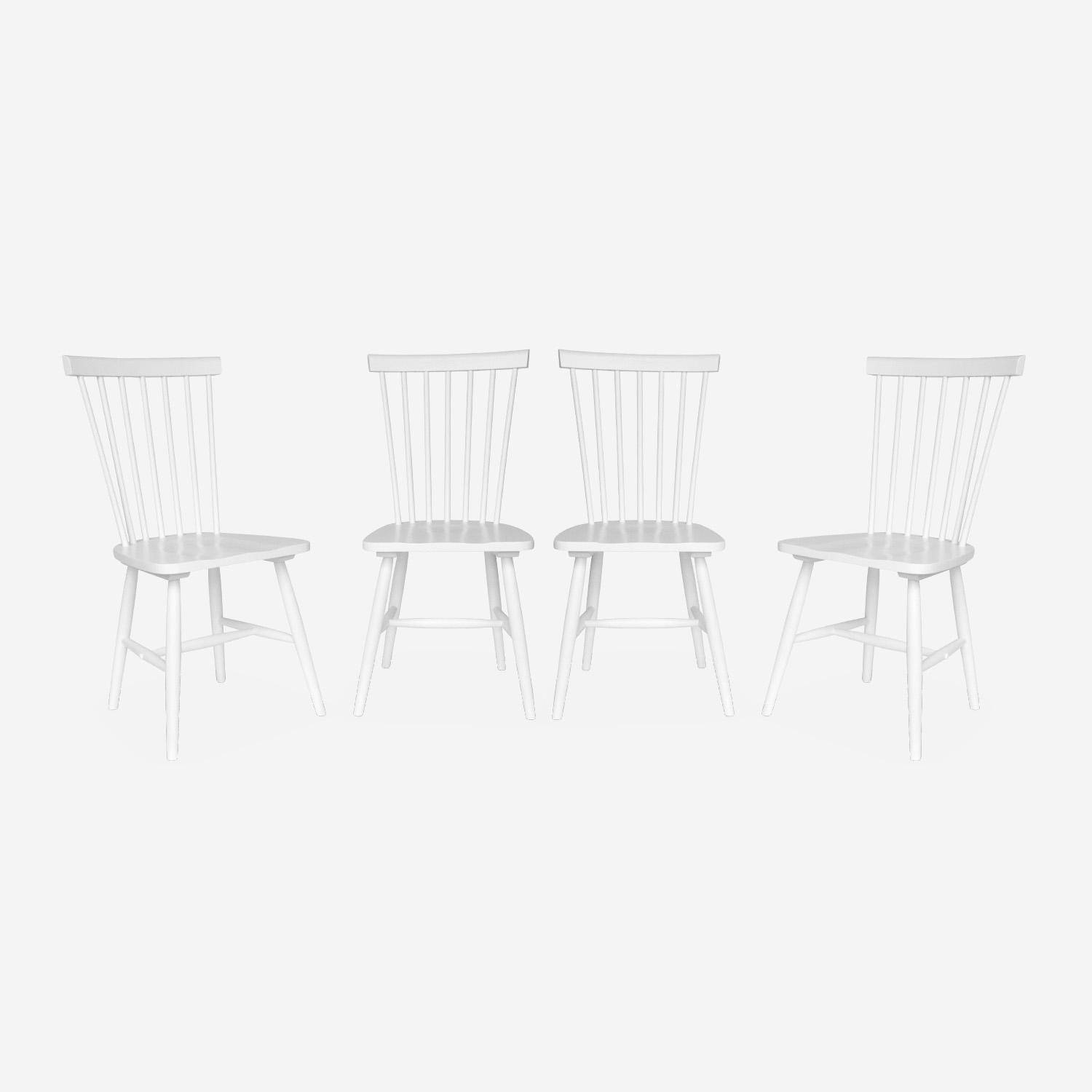 Lot de 4 chaises blanches à barreaux en bois d'hévéa, ROMIE, L 50,8 x P 44,2 x H 90cm Photo3