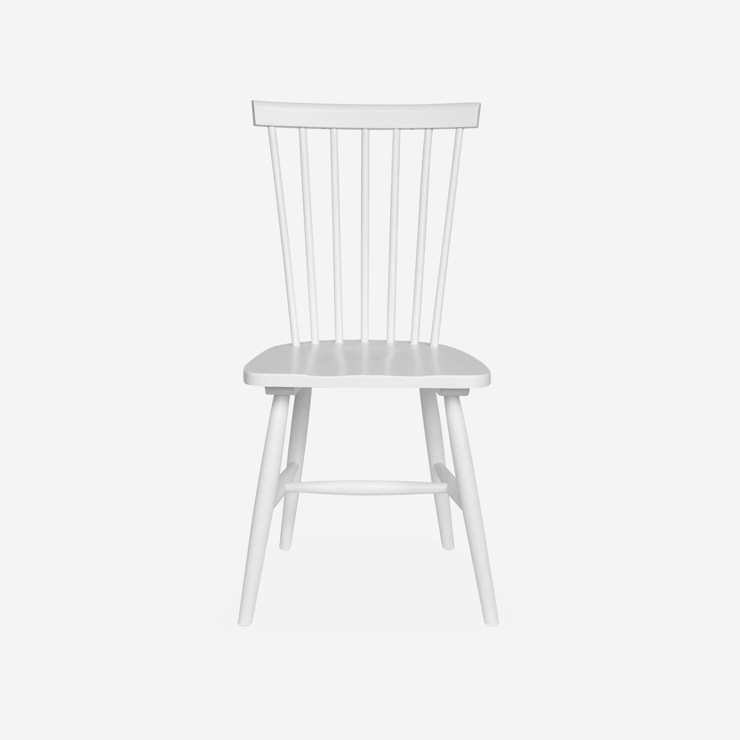 Lot de 4 chaises blanches à barreaux en bois d'hévéa, ROMIE, L 50,8 x P 44,2 x H 90cm Photo6