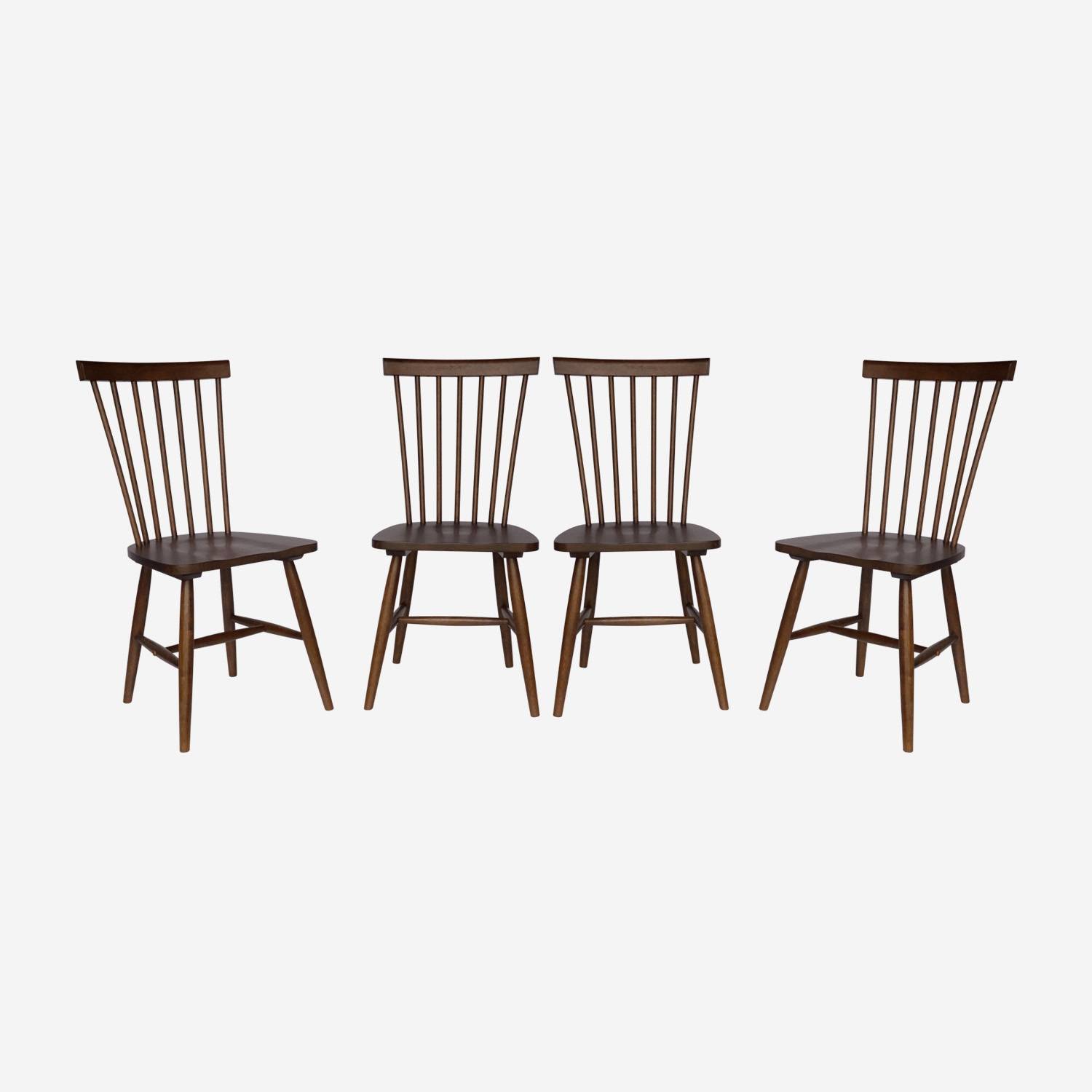 Lot de 4 chaises noyer à barreaux en bois d'hévéa  | sweeek