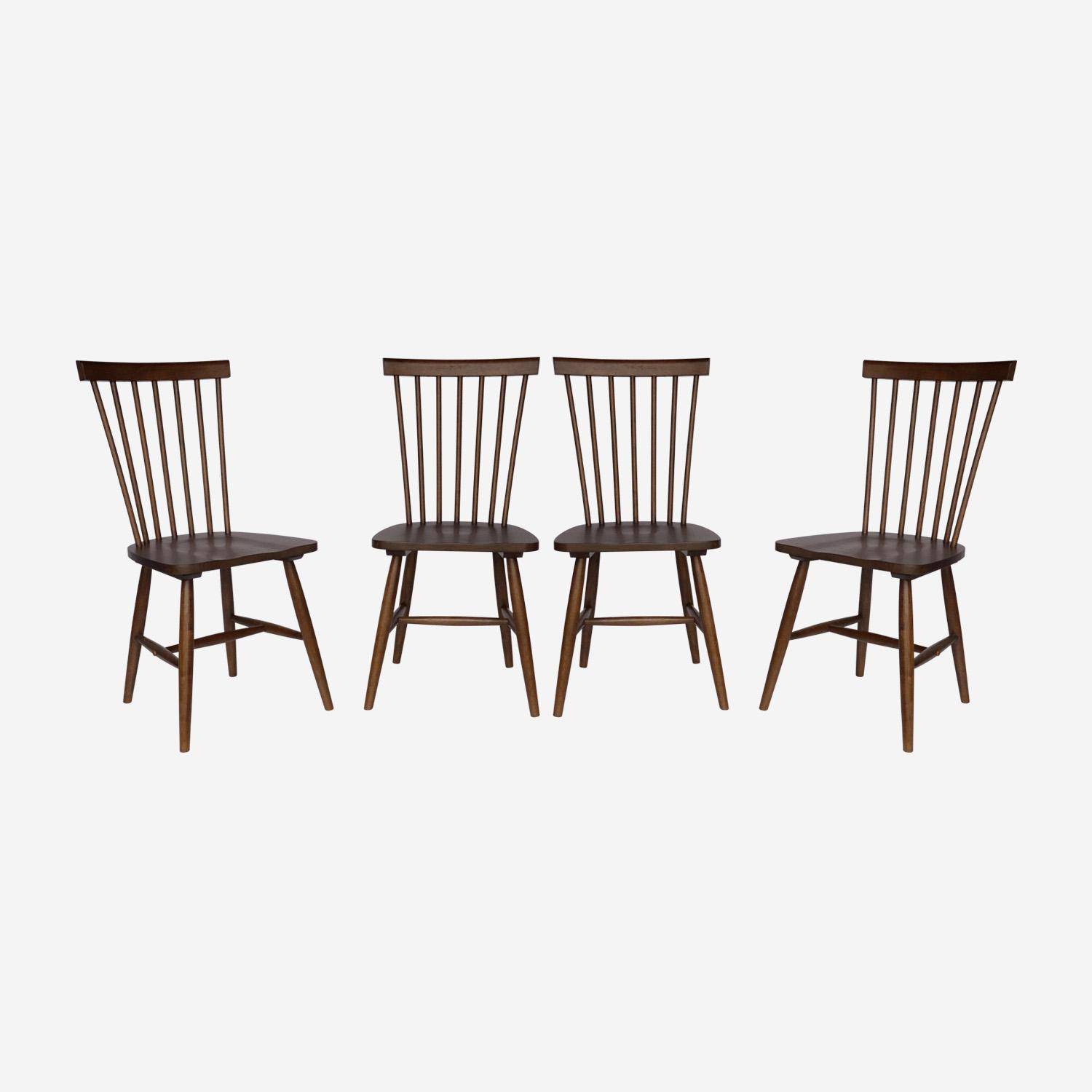 Lot de 4 chaises noyer à barreaux en bois d'hévéa, ROMIE, L 50,8 x P 44,2 x H 90cm.  Photo4