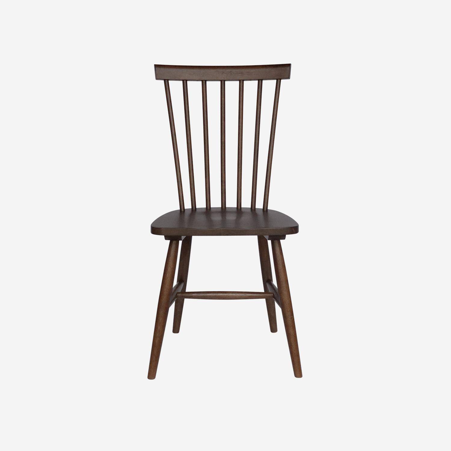 Lot de 4 chaises noyer à barreaux en bois d'hévéa, ROMIE, L 50,8 x P 44,2 x H 90cm.  Photo6