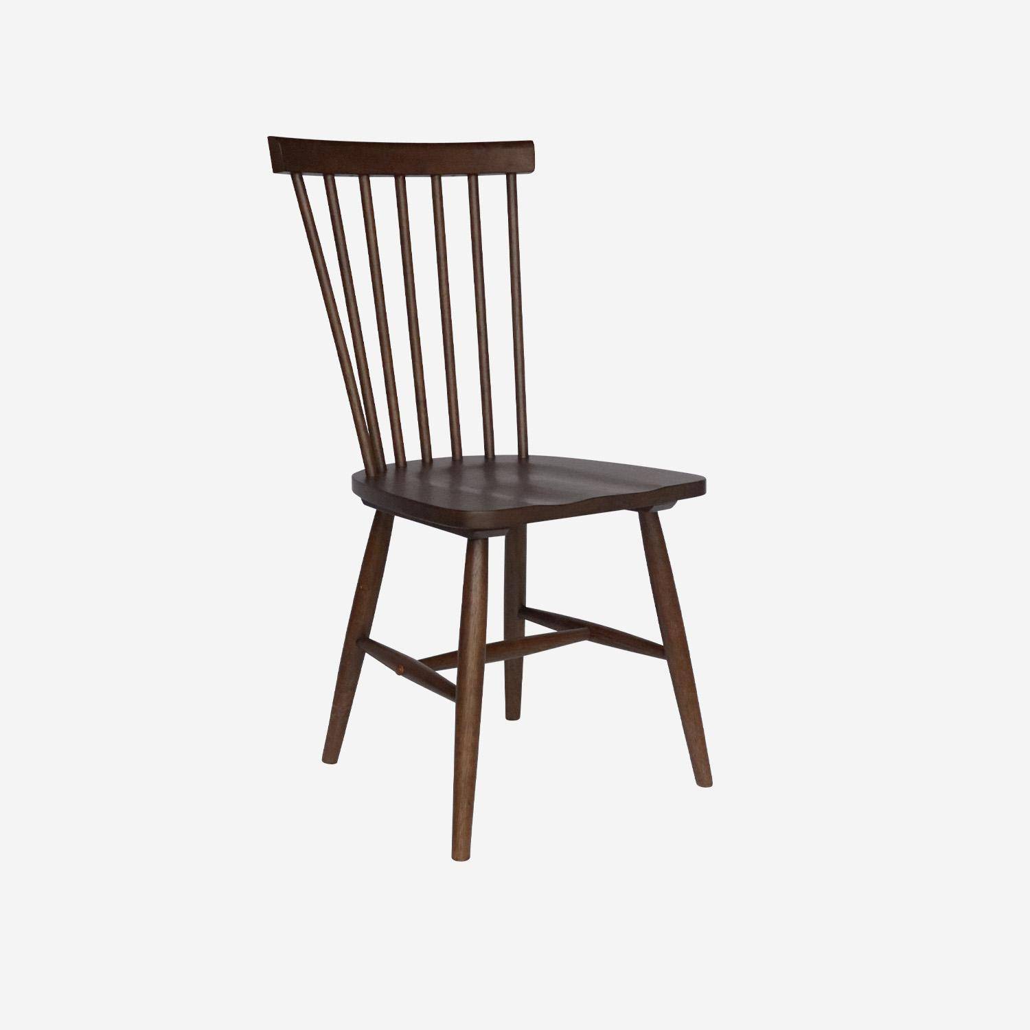 Lot de 4 chaises noyer à barreaux en bois d'hévéa, ROMIE, L 50,8 x P 44,2 x H 90cm.  Photo5