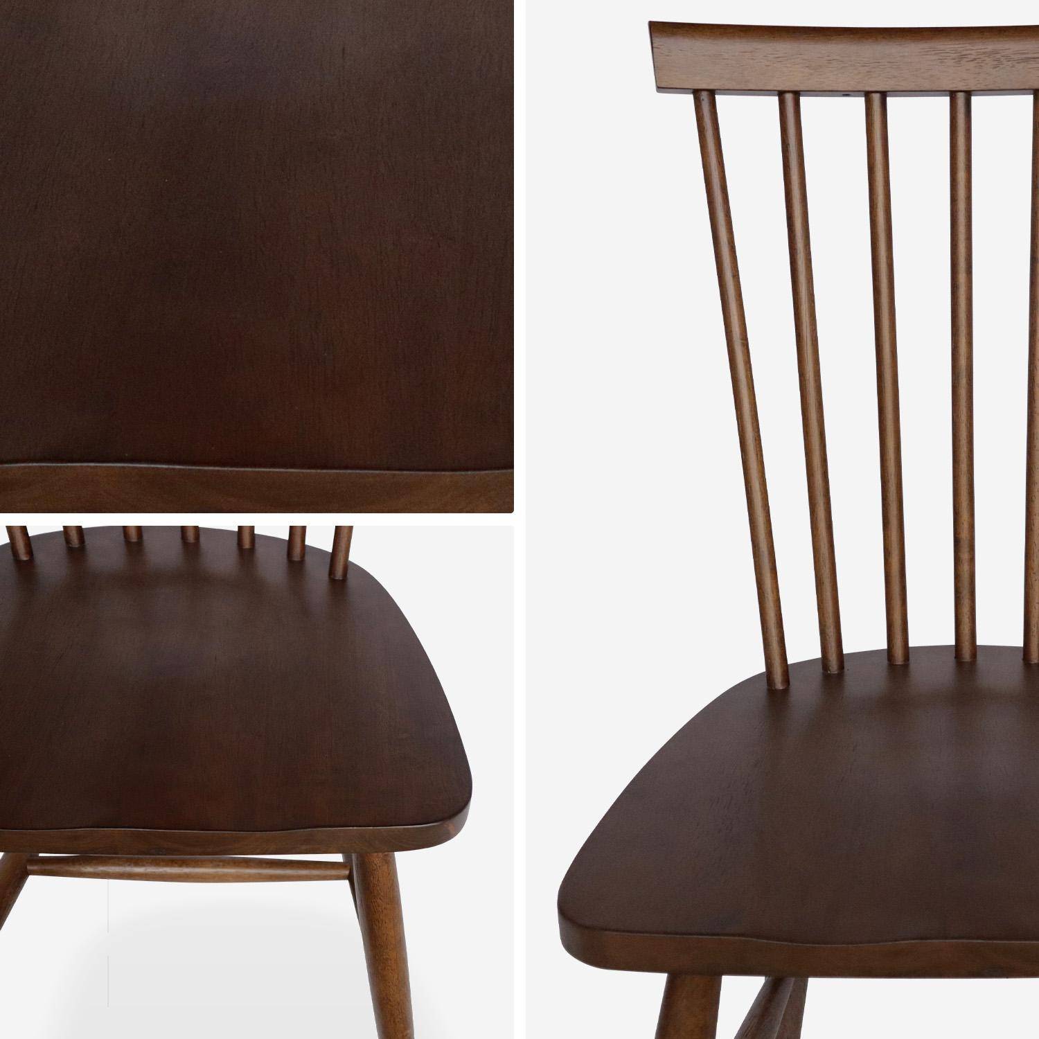 Lot de 4 chaises noyer à barreaux en bois d'hévéa, ROMIE, L 50,8 x P 44,2 x H 90cm.  Photo7