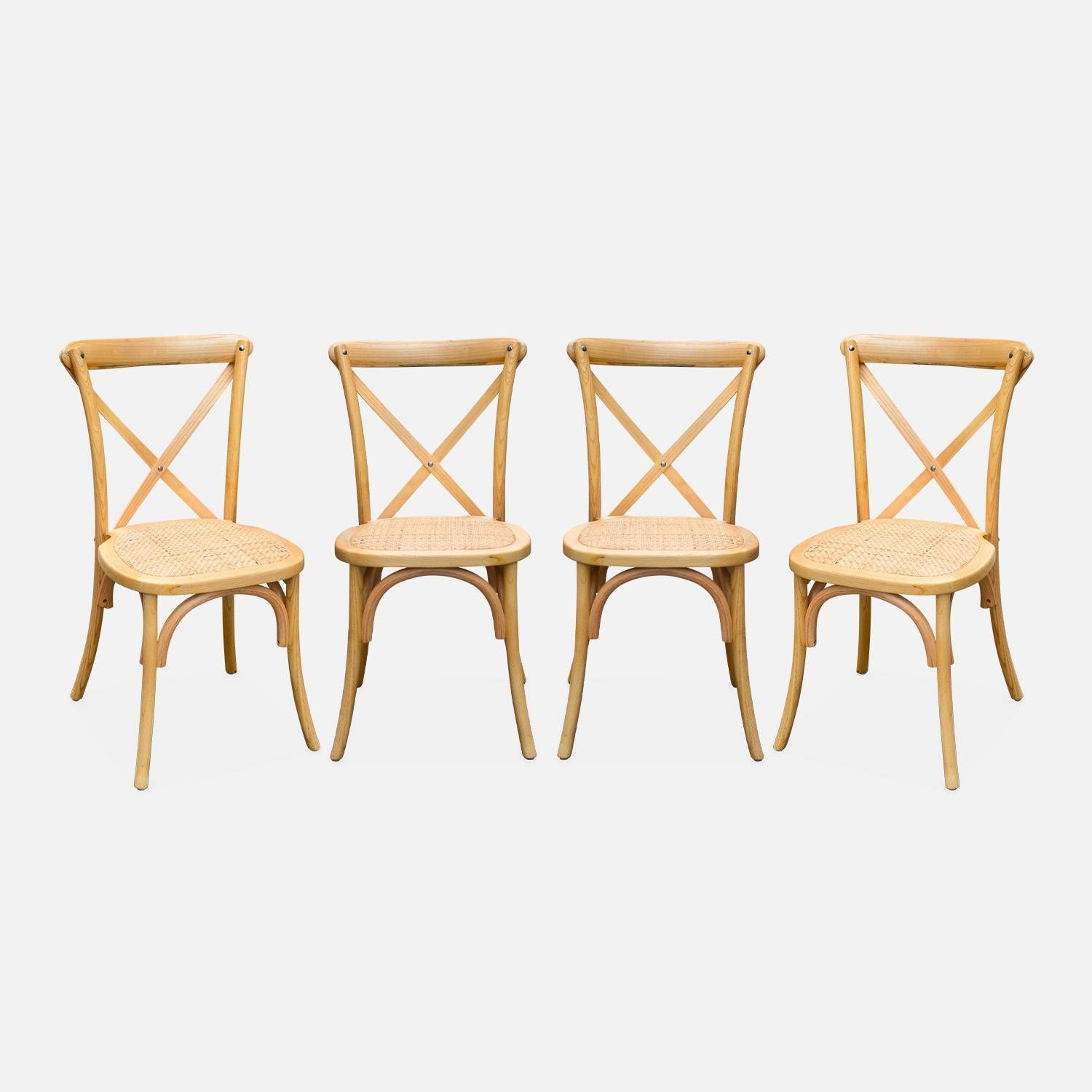 Silla de bistró vintage de madera, set de 4, Natural