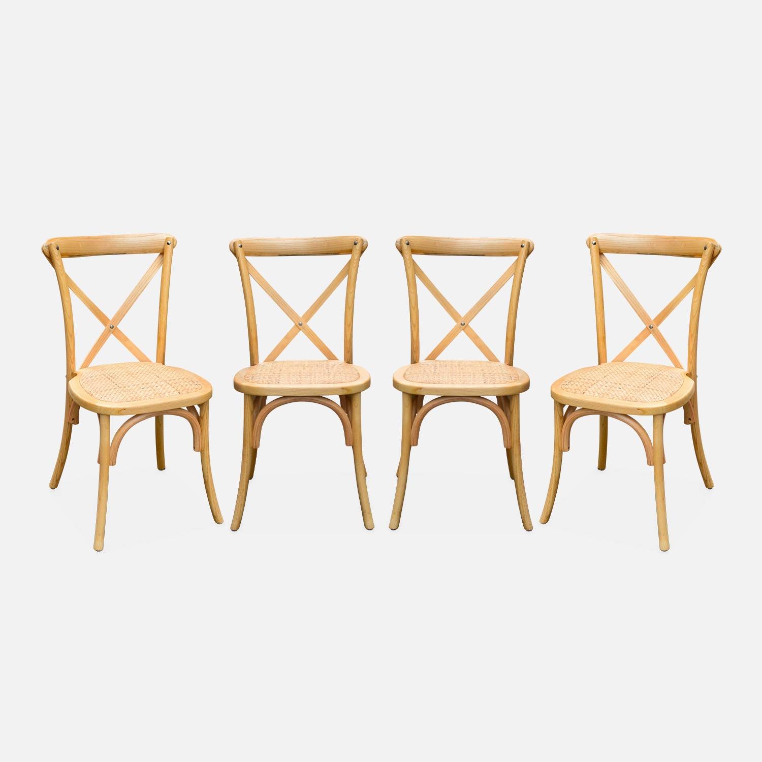 Lot de 4 chaises de bistrot en bois naturel | sweeek