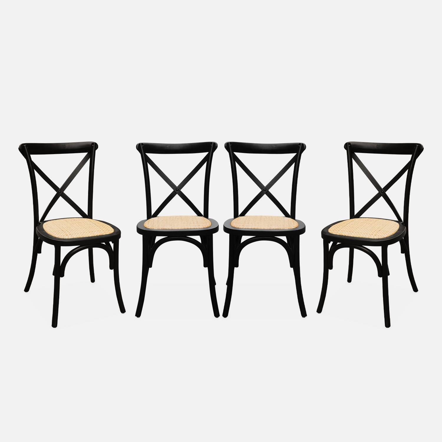 Set di 4 sedie da bistrot vintage in legno, Nero