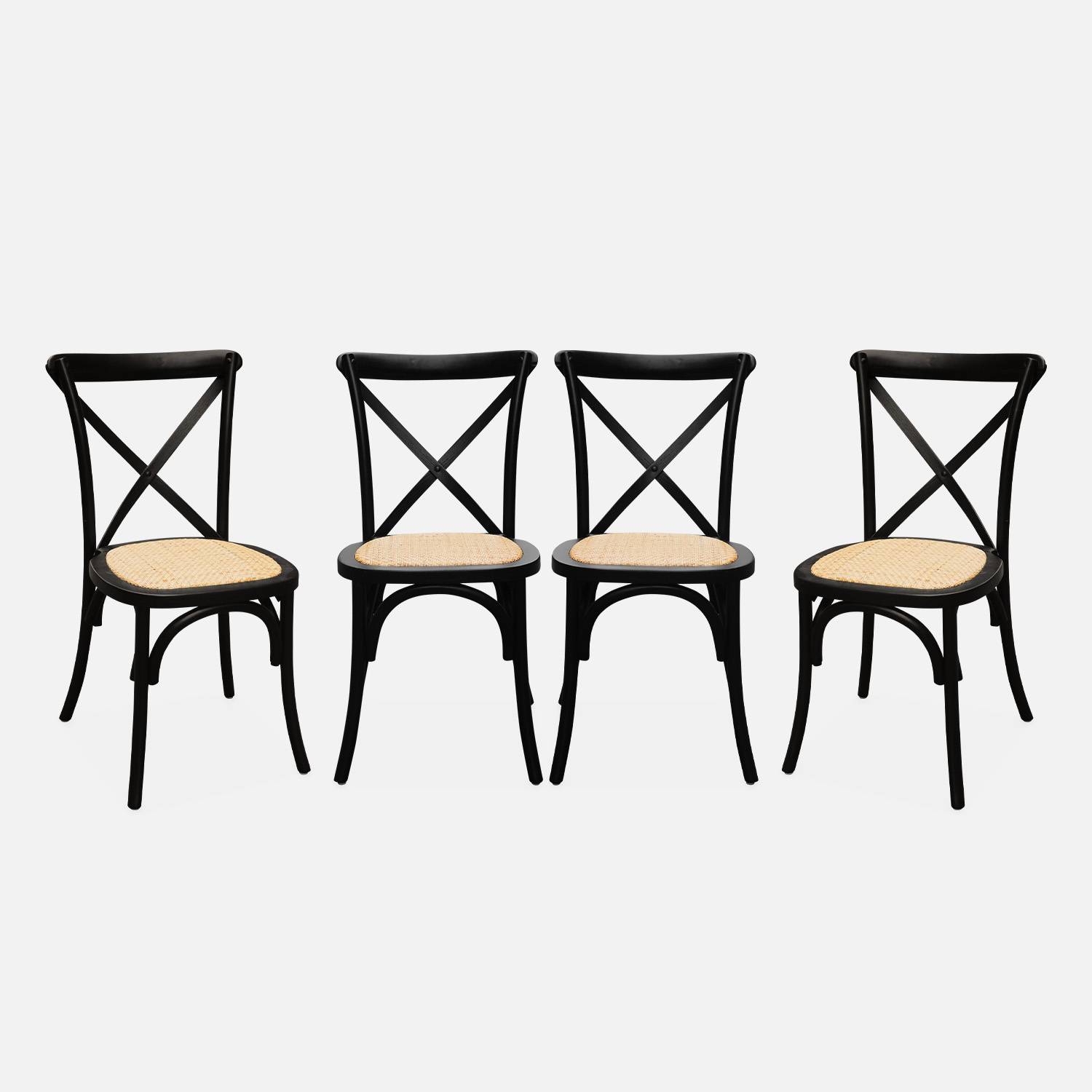 Lot de 4 chaises de bistrot en bois noir  | sweeek