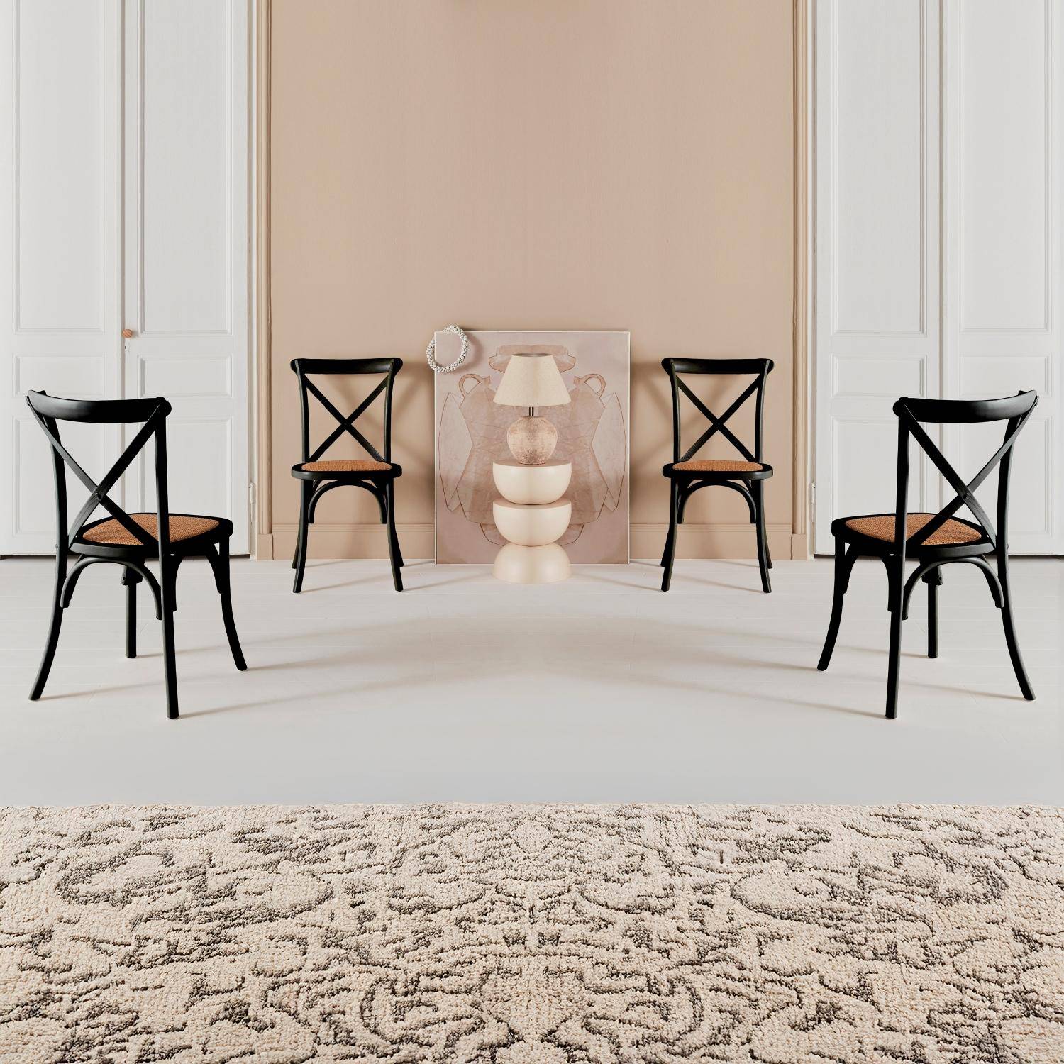 Vintage rubberhouten bistrostoelen (set van 4) zwart 48,5 x 53,5 x 88,5 cm - Belleville,sweeek,Photo1