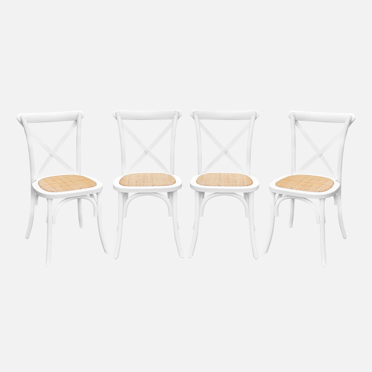 Lot de 4 chaises de bistrot en bois blanc  | sweeek