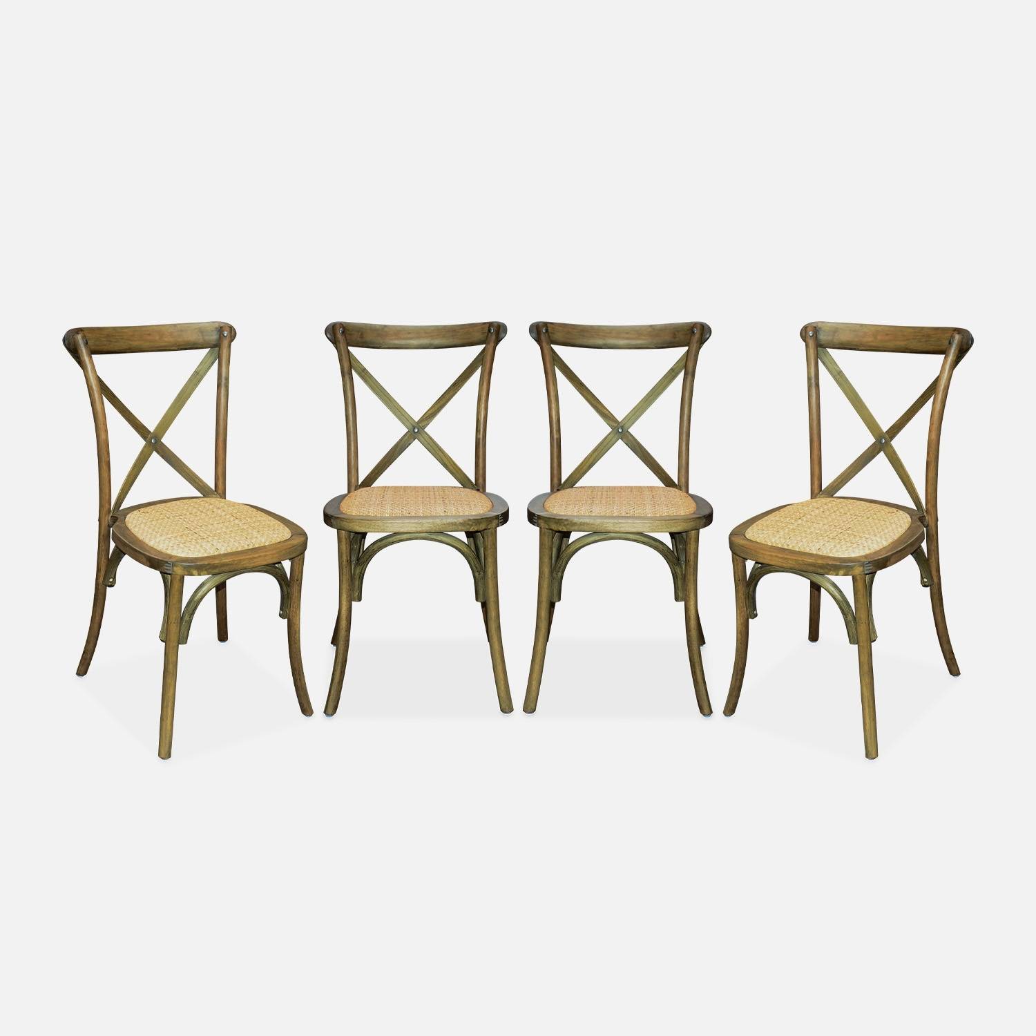 Silla de bistró vintage de madera, set de 4, Marrón viejo