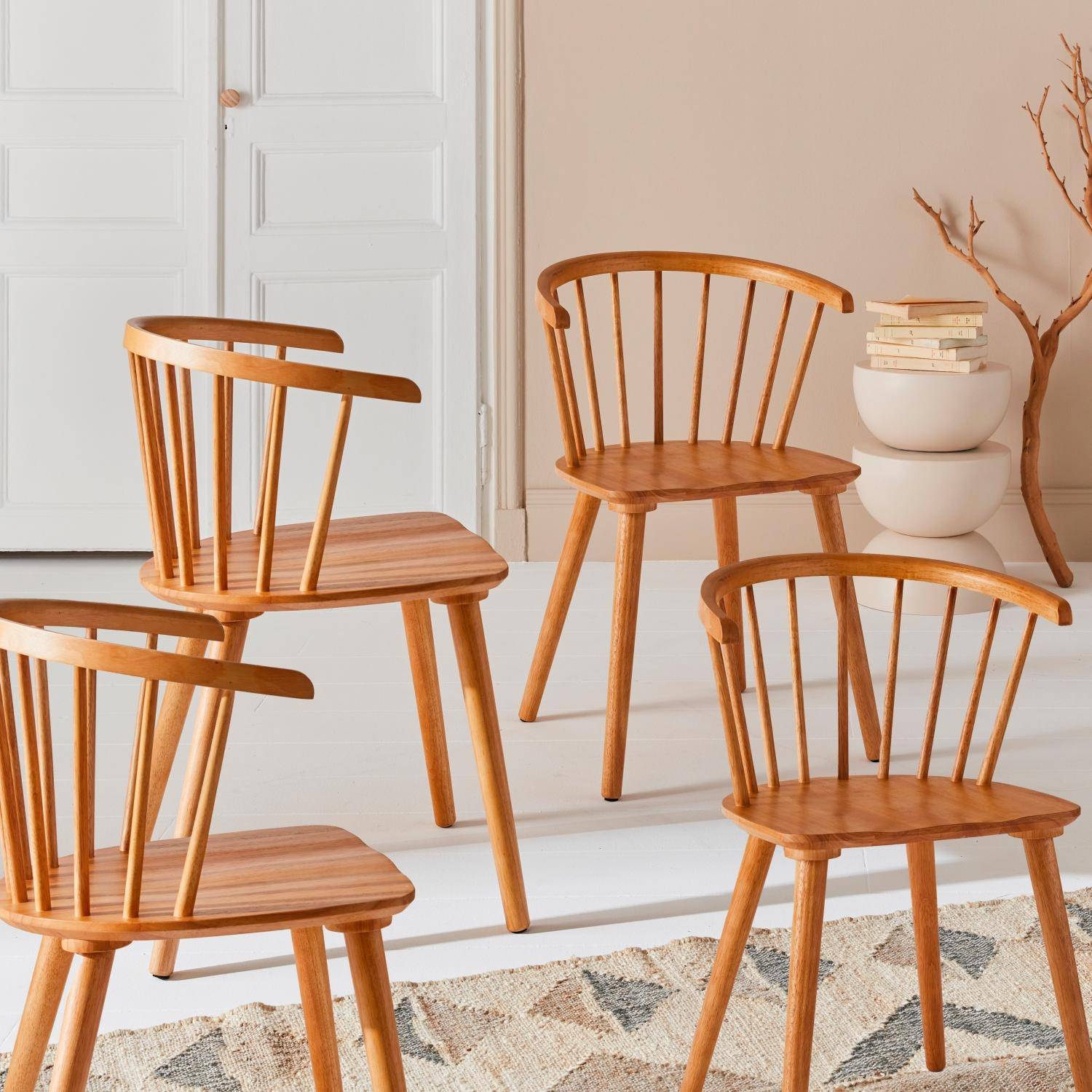 Set di 4 sedie in legno, Paula, Marrone naturale, 53x47.5x76 cm,sweeek,Photo2