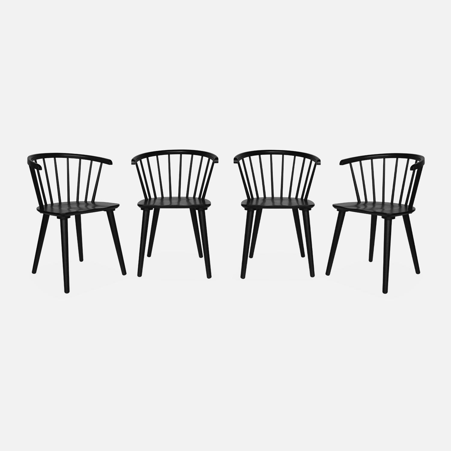 Lot de 4 chaises noires à barreaux en bois et contreplaqué  | sweeek