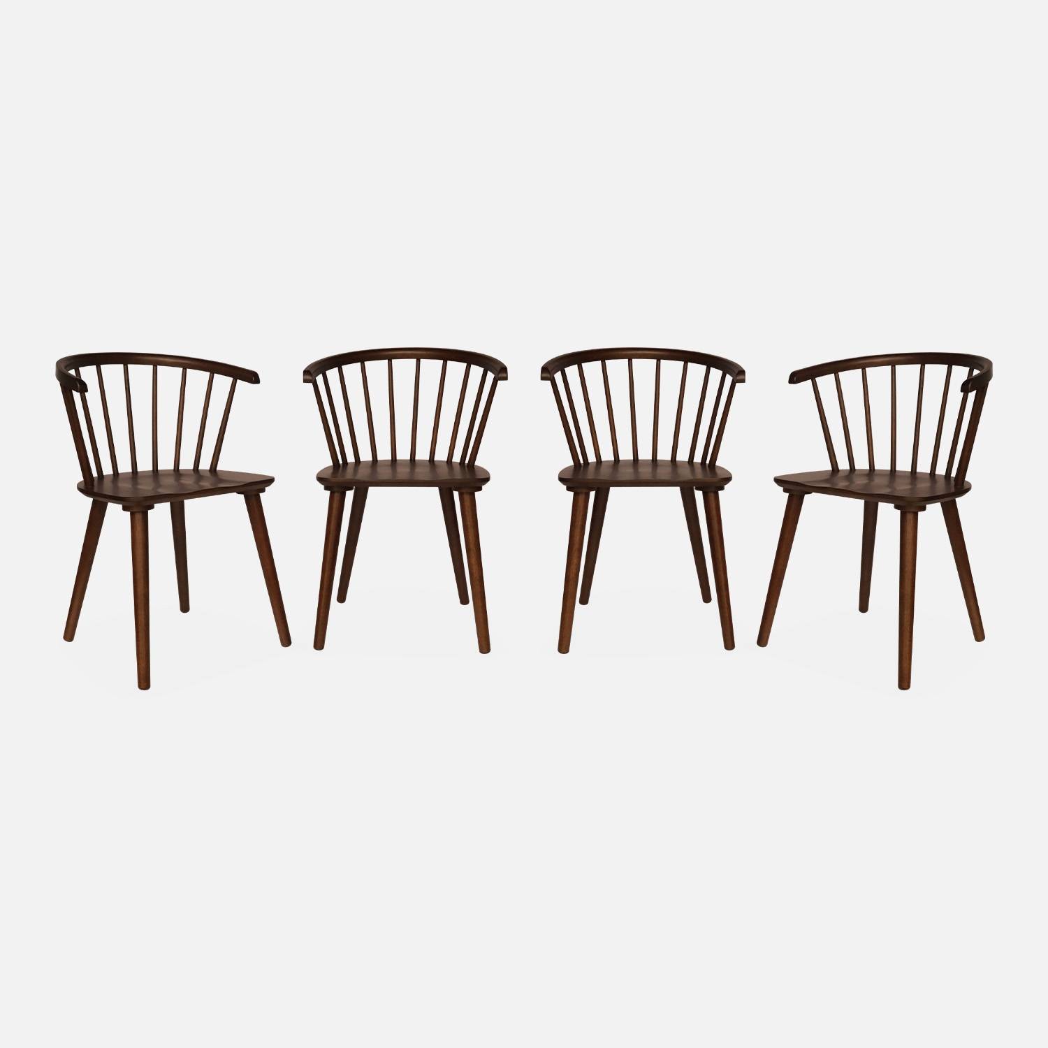 Lot de 4 chaises noyer à barreaux en bois et contreplaqué  | sweeek