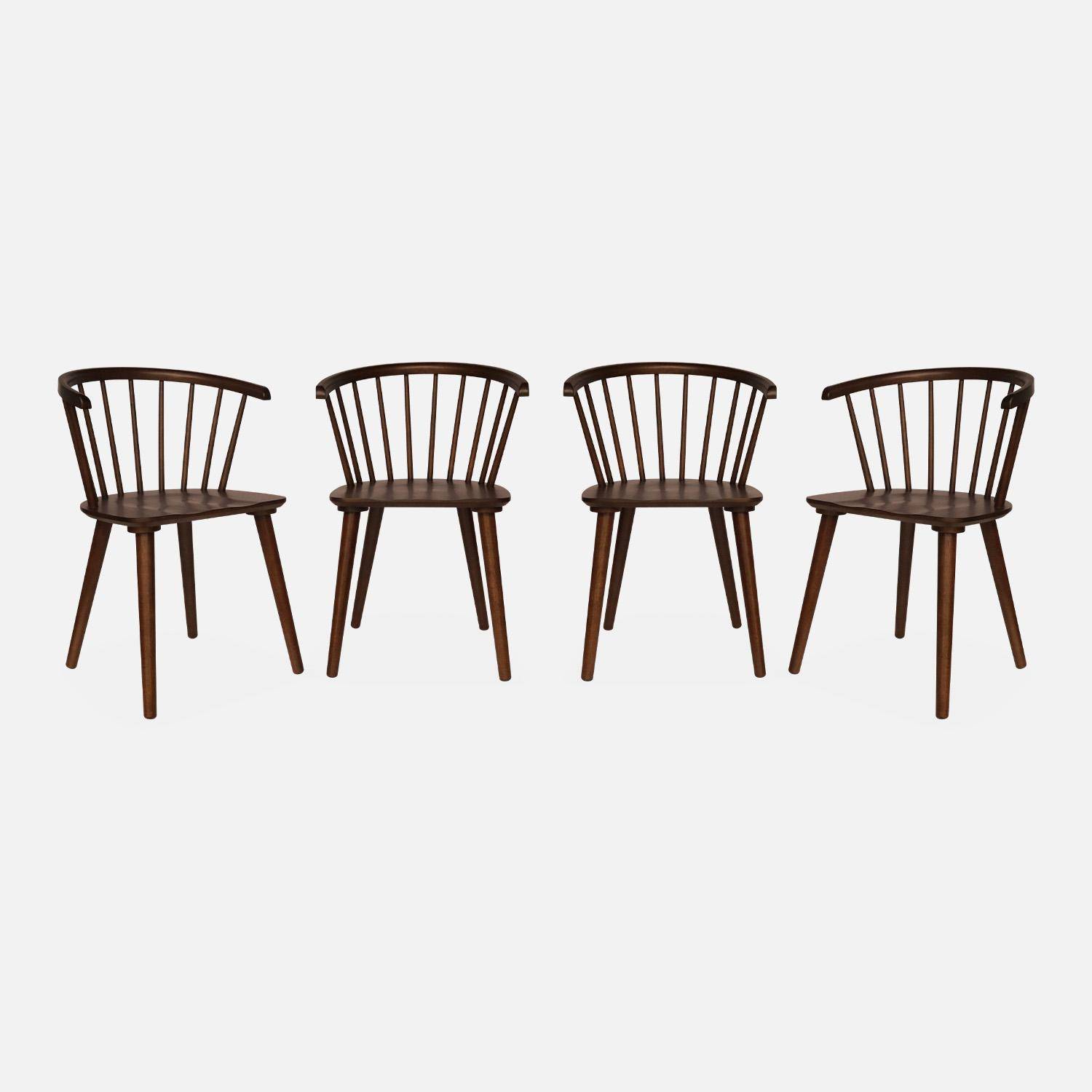 Lot de 4 chaises noyer à barreaux en bois et contreplaqué, Paula, L 51 x P 53 x H 75cm Photo3
