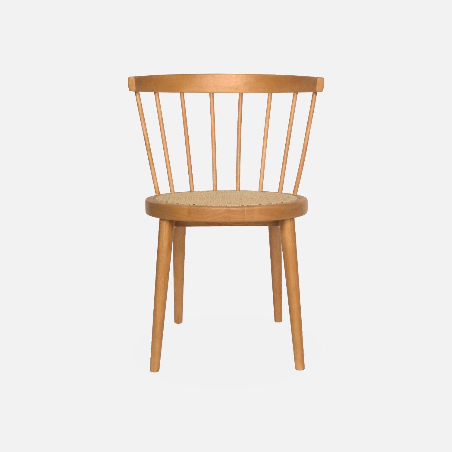 Set of 4 wooden and caned chairs, Nora, Natural, 53x53.5x76 cm,sweeek,Photo6