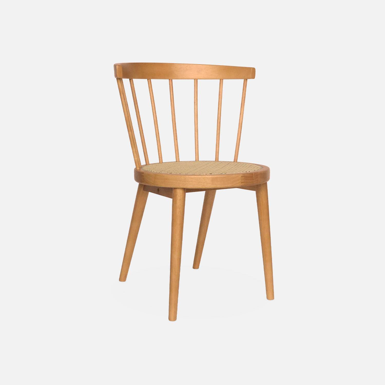 Set of 4 wooden and caned chairs, Nora, Natural, 53x53.5x76 cm Photo5