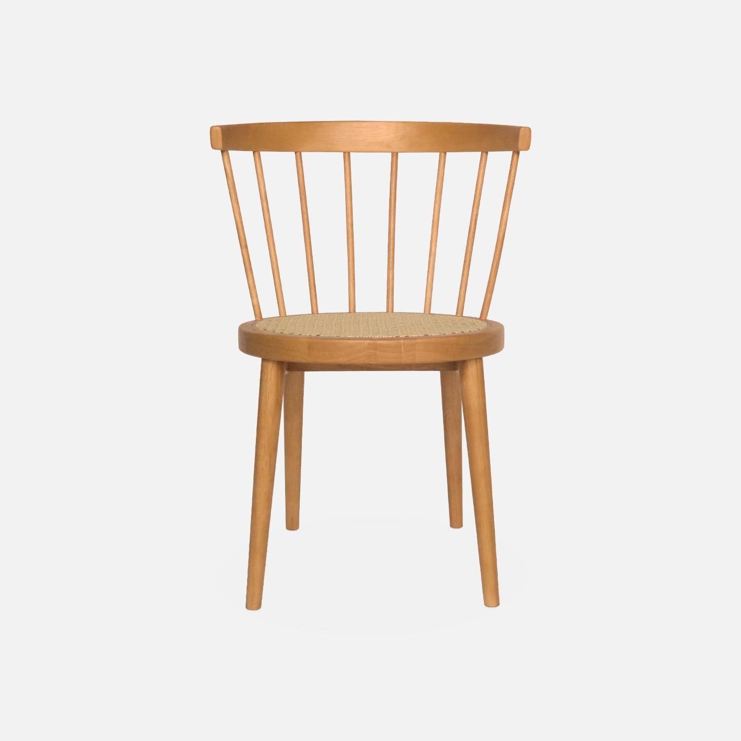 Lot de 4 chaises naturelles en bois et cannage, Nora, L 53 x P 53,5 x H 76cm Photo6