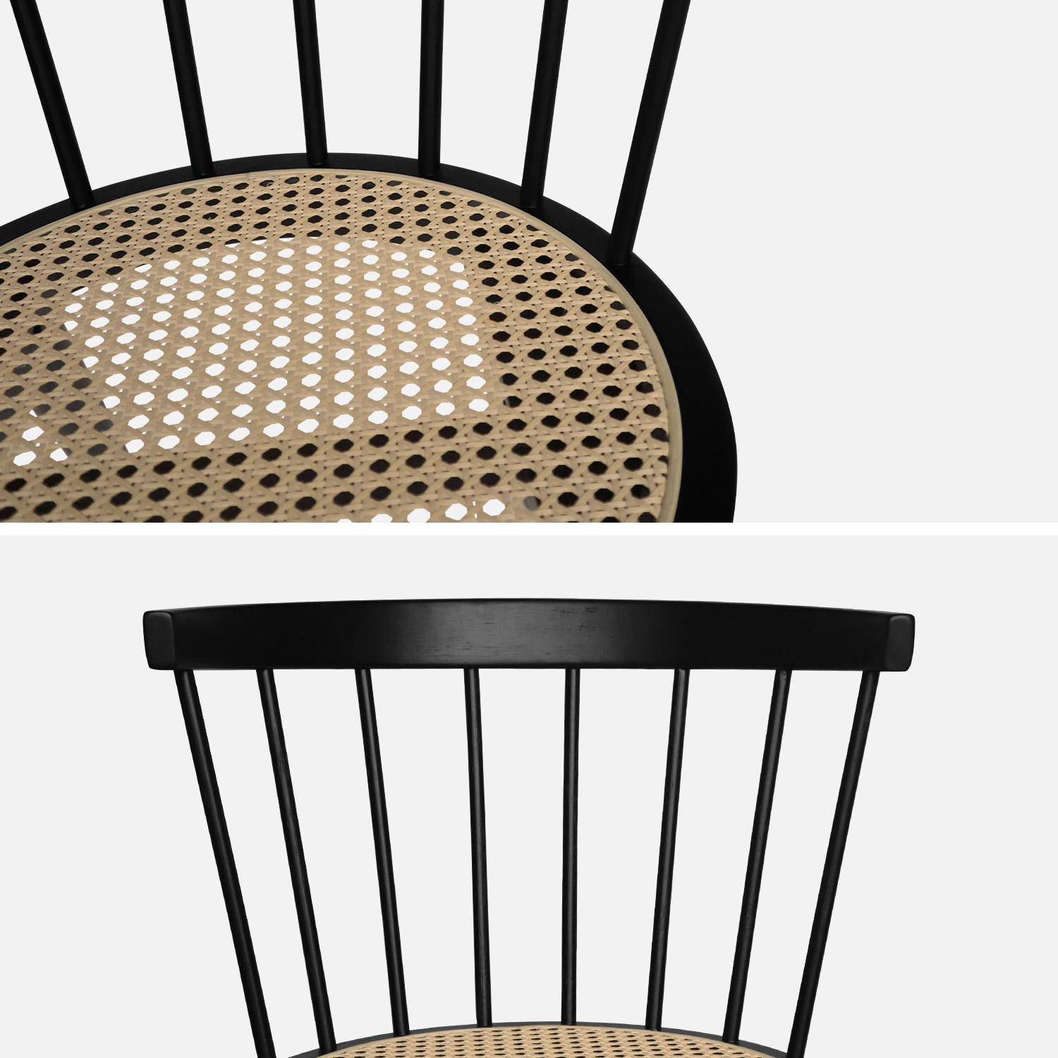 Set of 4 wooden and caned chairs, Nora, Black, 53x53.5x76 cm,sweeek,Photo7