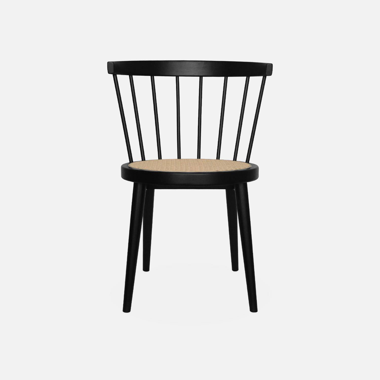 Set of 4 wooden and caned chairs, Nora, Black, 53x53.5x76 cm Photo6