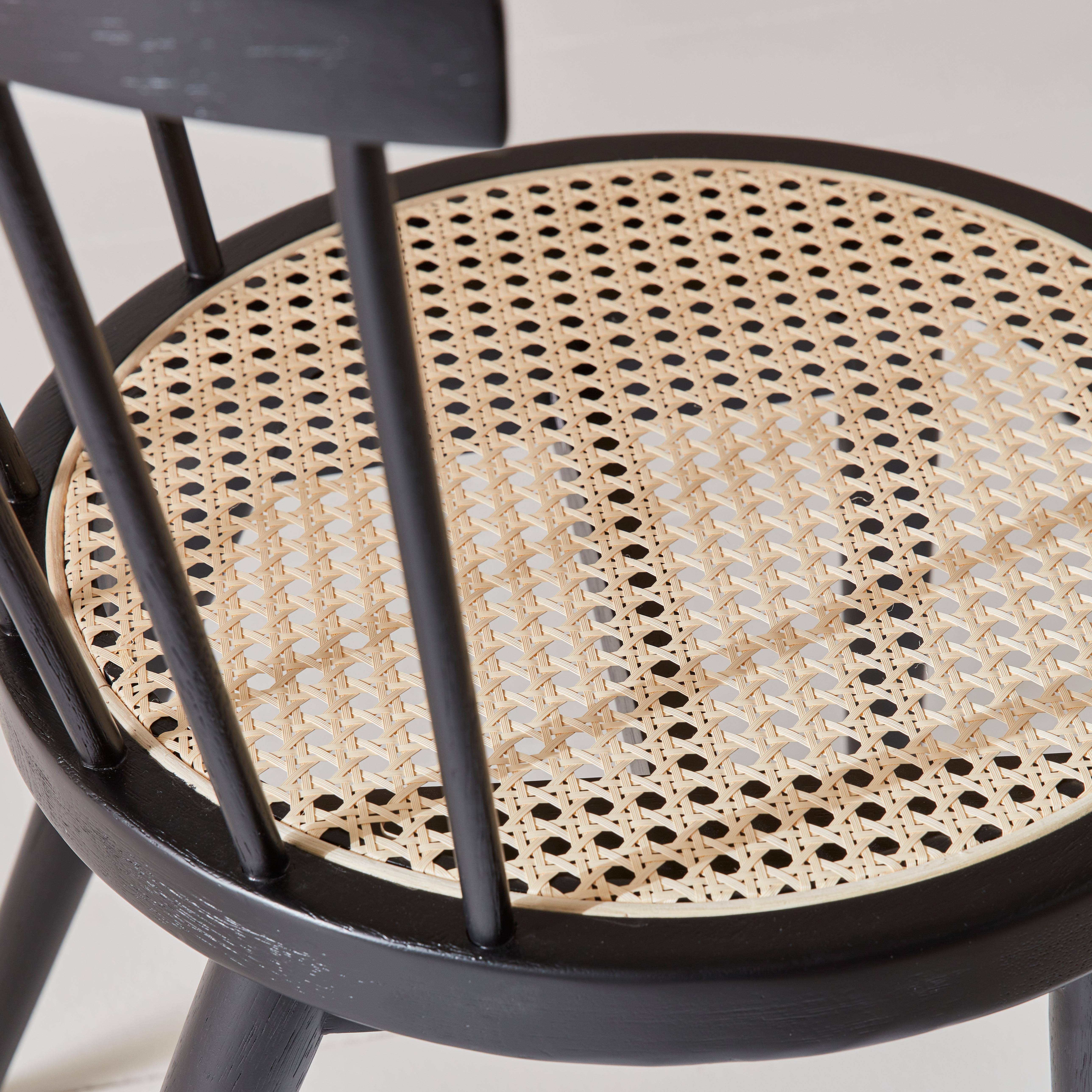 Set of 4 wooden and caned chairs, Nora, Black, 53x53.5x76 cm Photo3