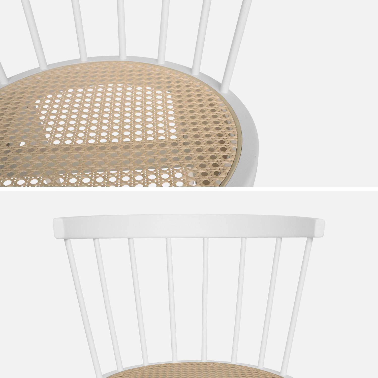 Set of 4 wooden and caned chairs, White | sweeek