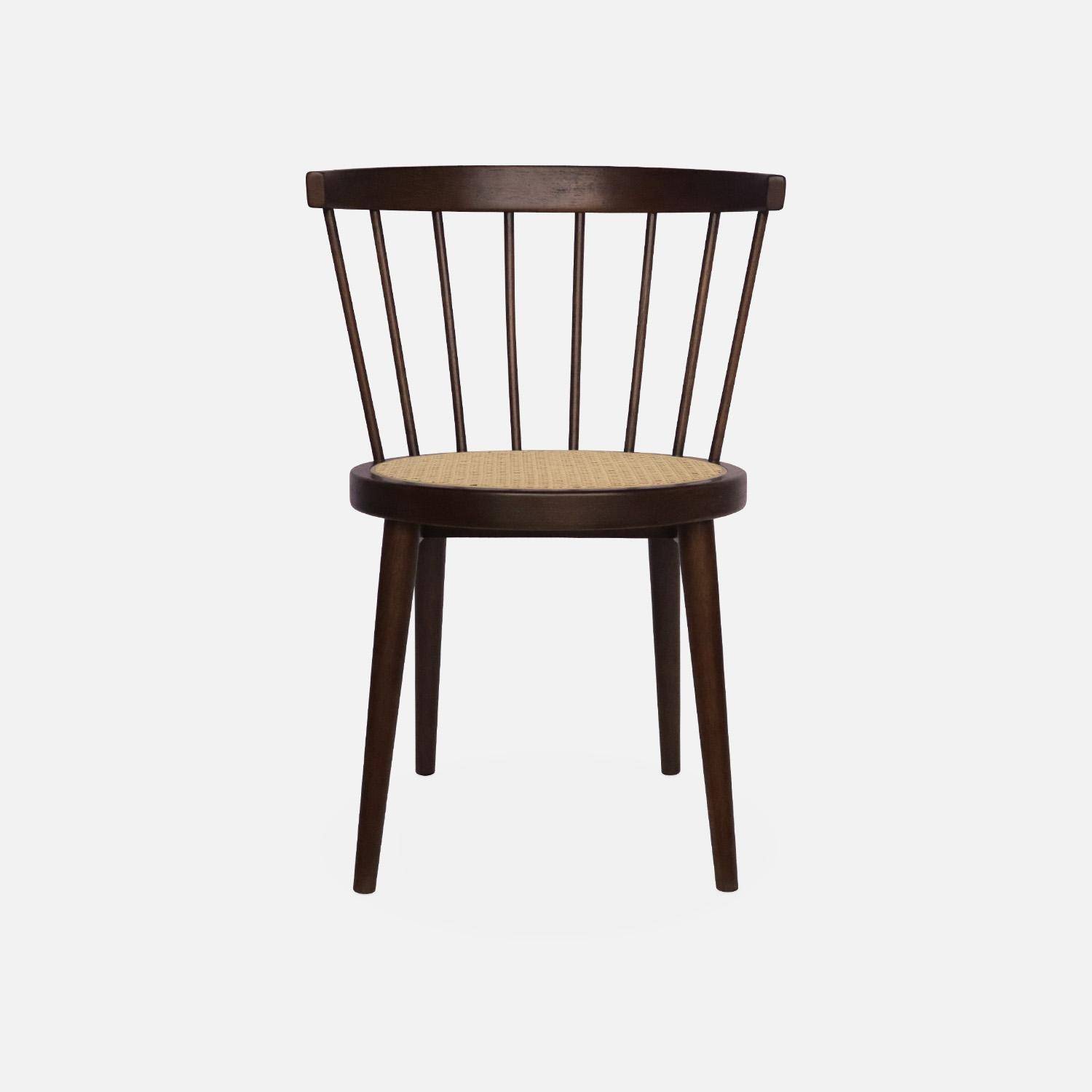 Set van 4 stoelen in walnootkleurig hout en riet, Nora, L 53 x D 53,5 x H 76cm Photo5