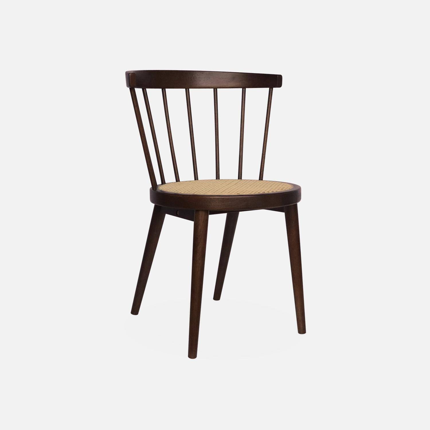 Set van 4 stoelen in walnootkleurig hout en riet, Nora, L 53 x D 53,5 x H 76cm Photo6