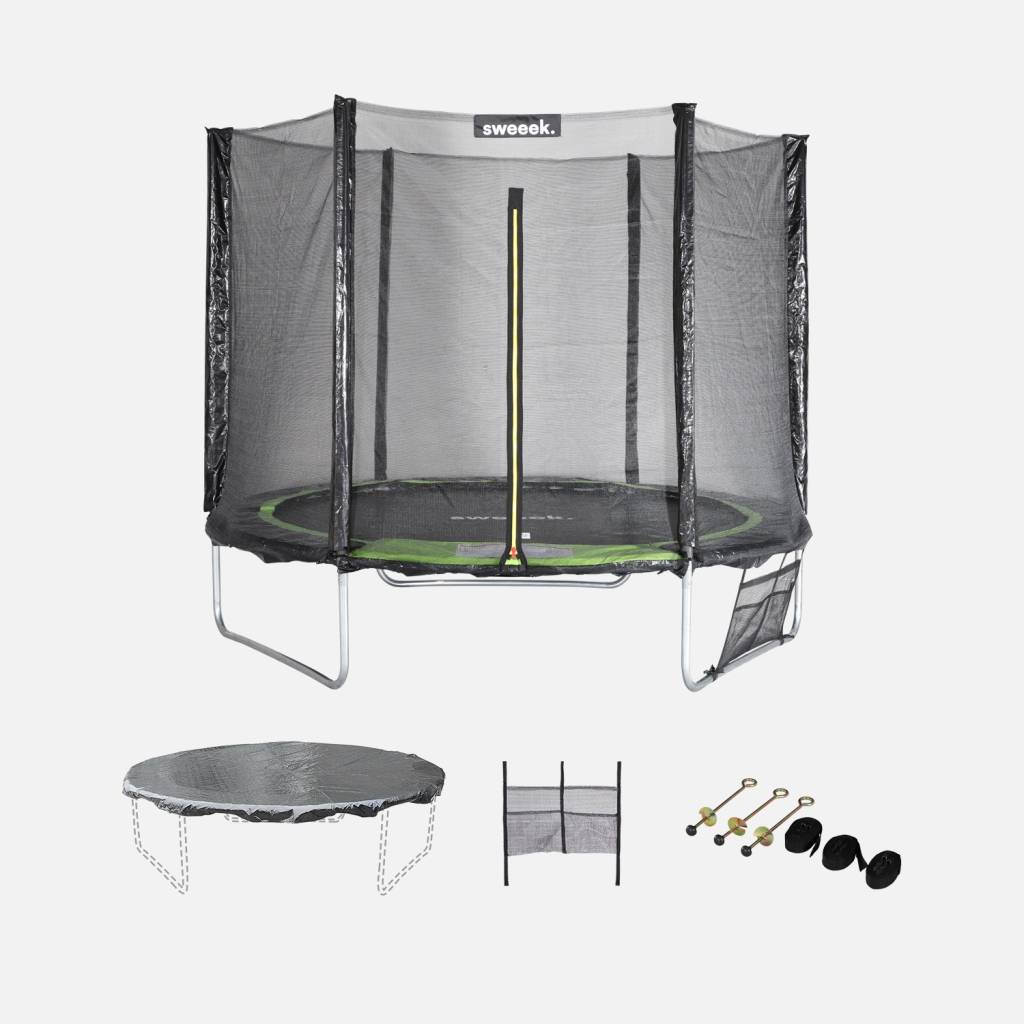 Cama elástica con pack de accesorios, 250cm, Verde