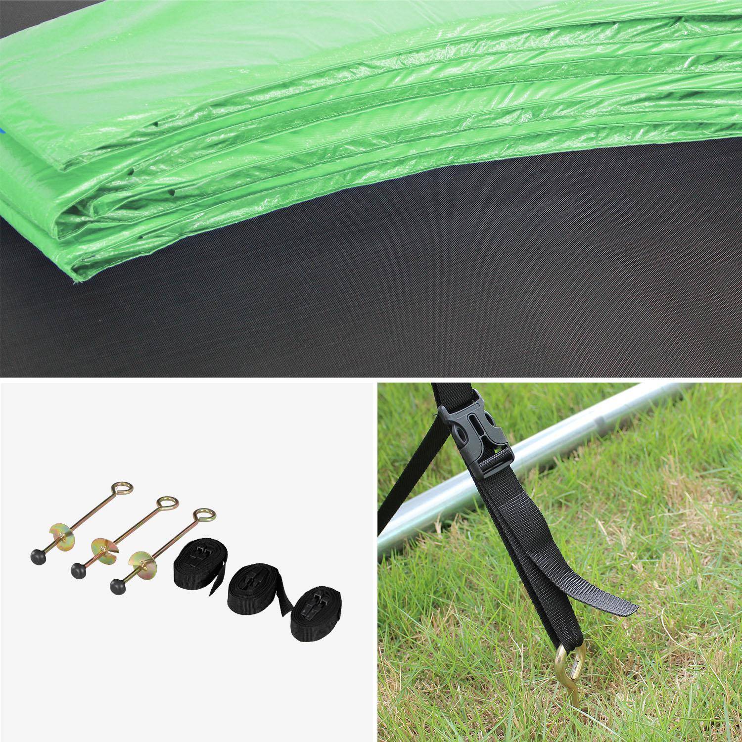 Trampoline 250 cm, vert, avec filet de protection, bâche, filet pour chaussures, kit d’ancrage,sweeek,Photo7