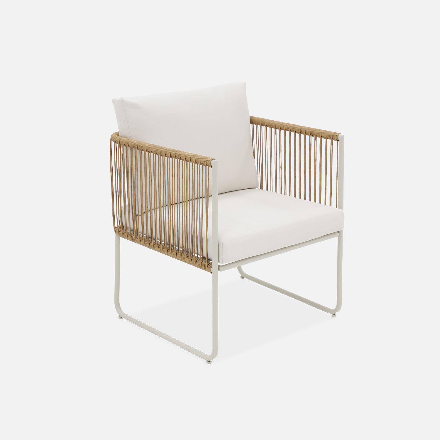 4-seater garden sofa set with plastic ropes in galvanised steel, Cesena, Natural, 115x60x68 cm Photo5