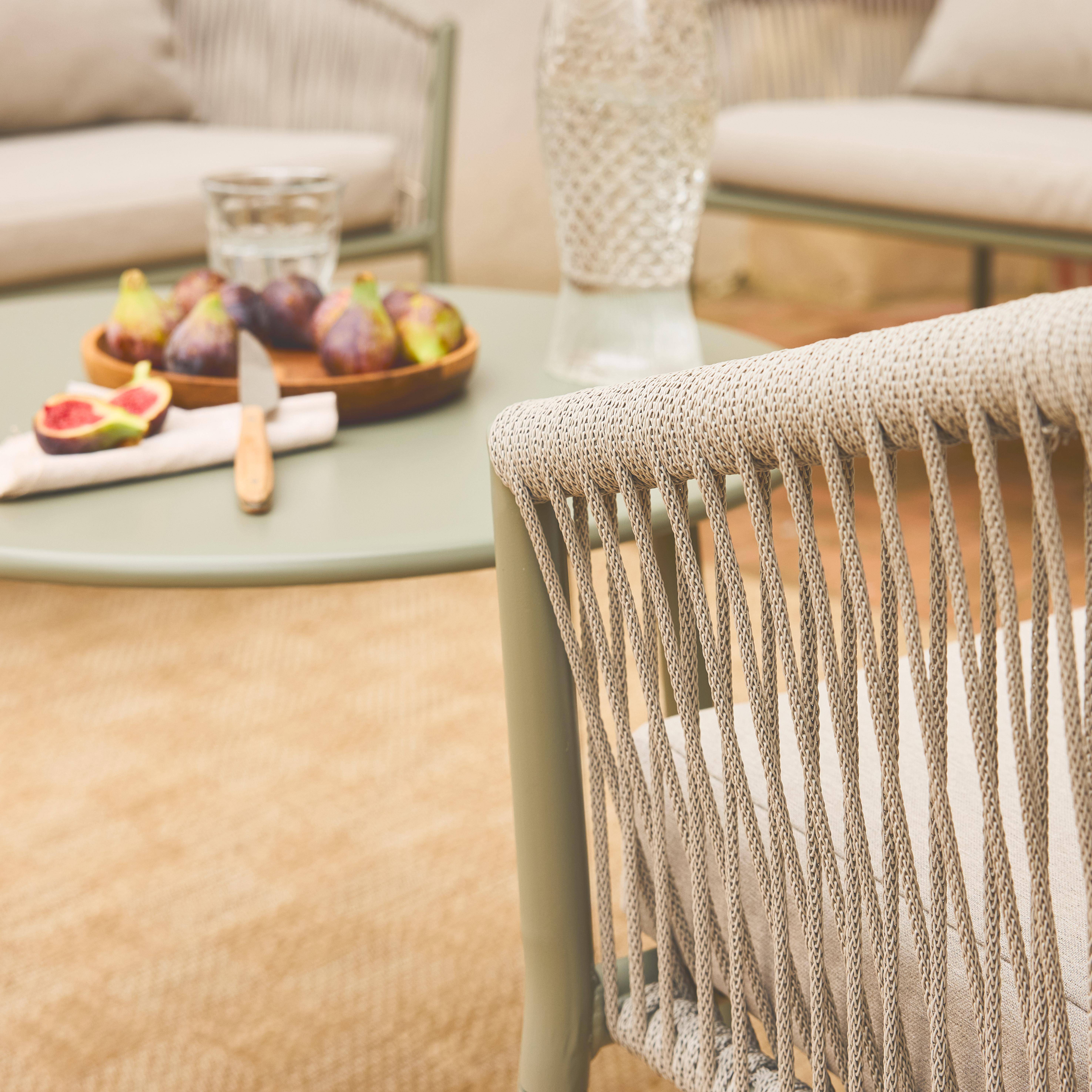 4-seater garden sofa set in steel and resin ropes, Mantova, Beige, 122x67x74 cm Photo3