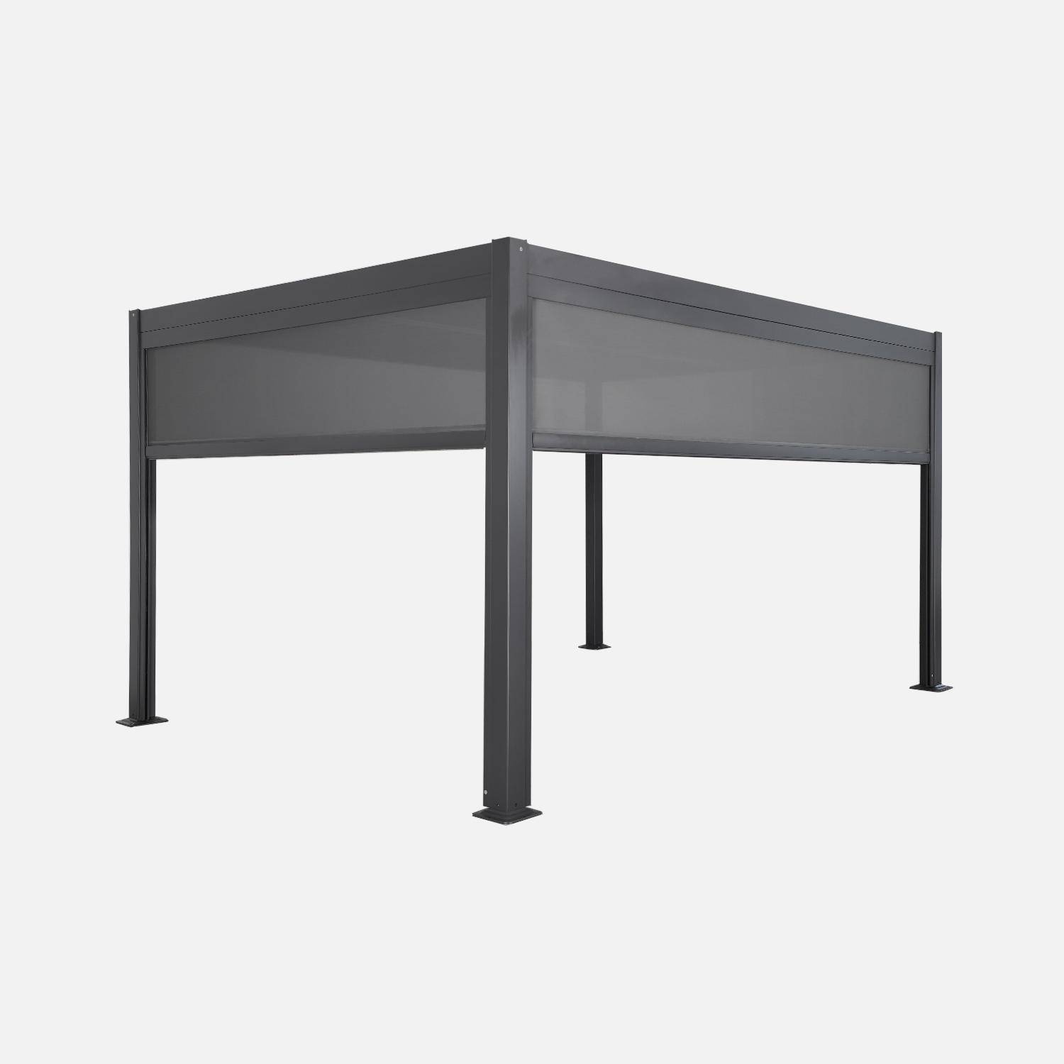 Pergola met lamellendak, aluminium en staal, 3x4m met 3m luifel + 4m luifel Photo1