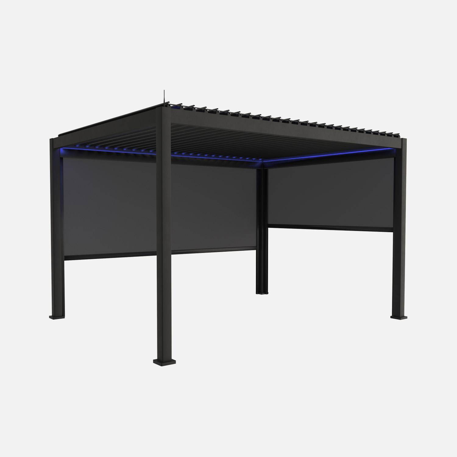 Pérgola bioclimática LED em alumínio 3x4m com toldo 3m + toldo 4m Antracite - 300x400x300 cm,sweeek,Photo2