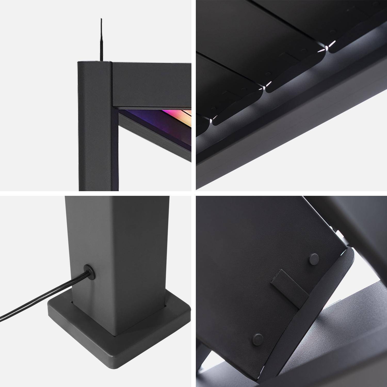 Pérgola bioclimática LED em alumínio 3x4m com toldo 3m + toldo 4m Antracite - 300x400x300 cm,sweeek,Photo5