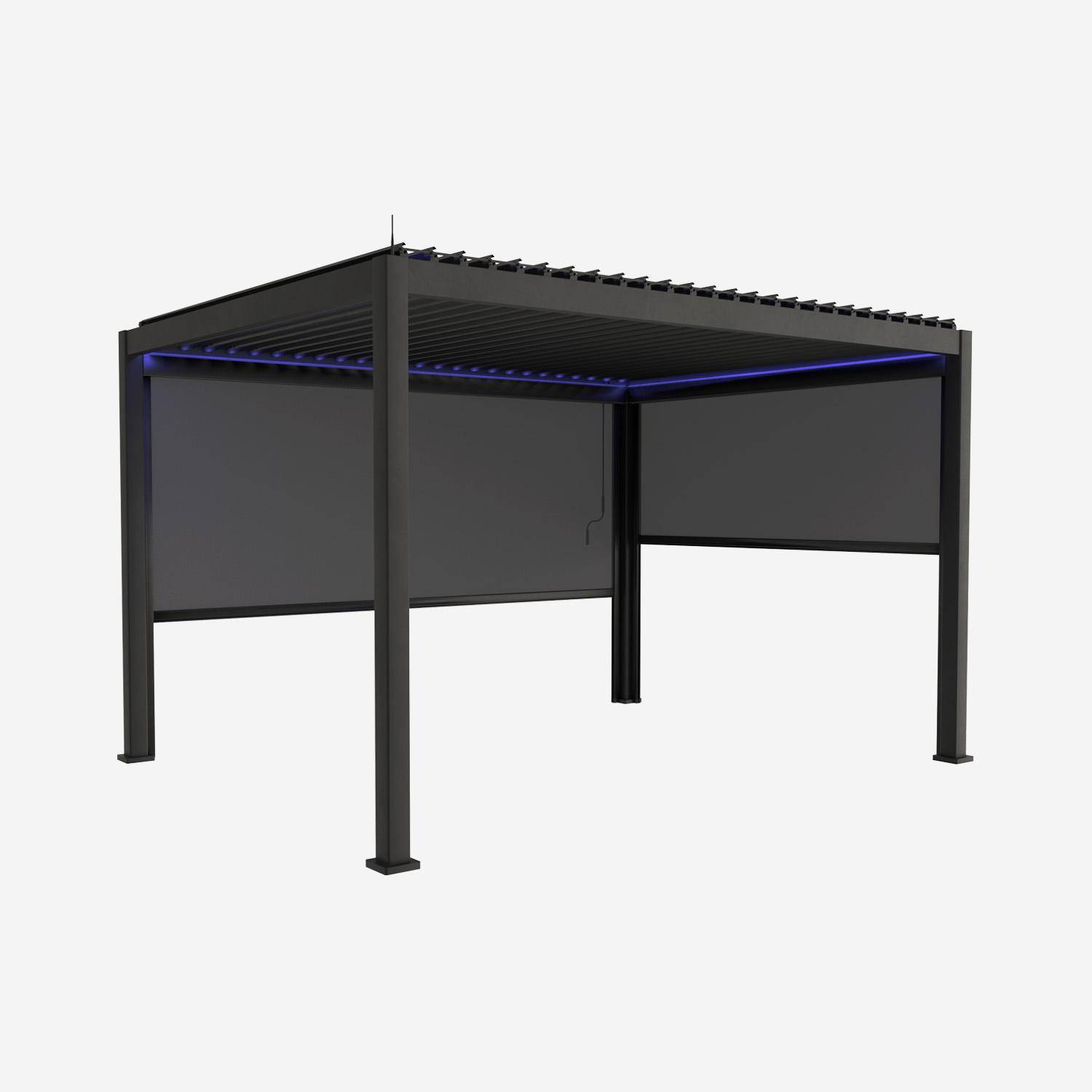 Pergola bioclimatica 3x4m in alluminio LED + tenda 3m + tenda 4m Photo1