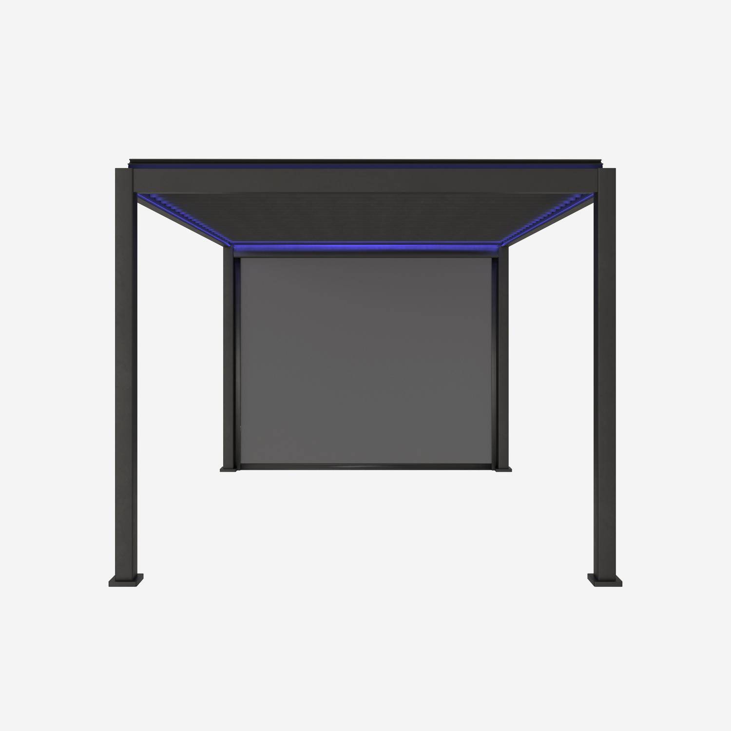 Pergola bioclimatique électrique 3x4m, aluminium, à lames orientables avec éclairage LED + store 3m Photo1