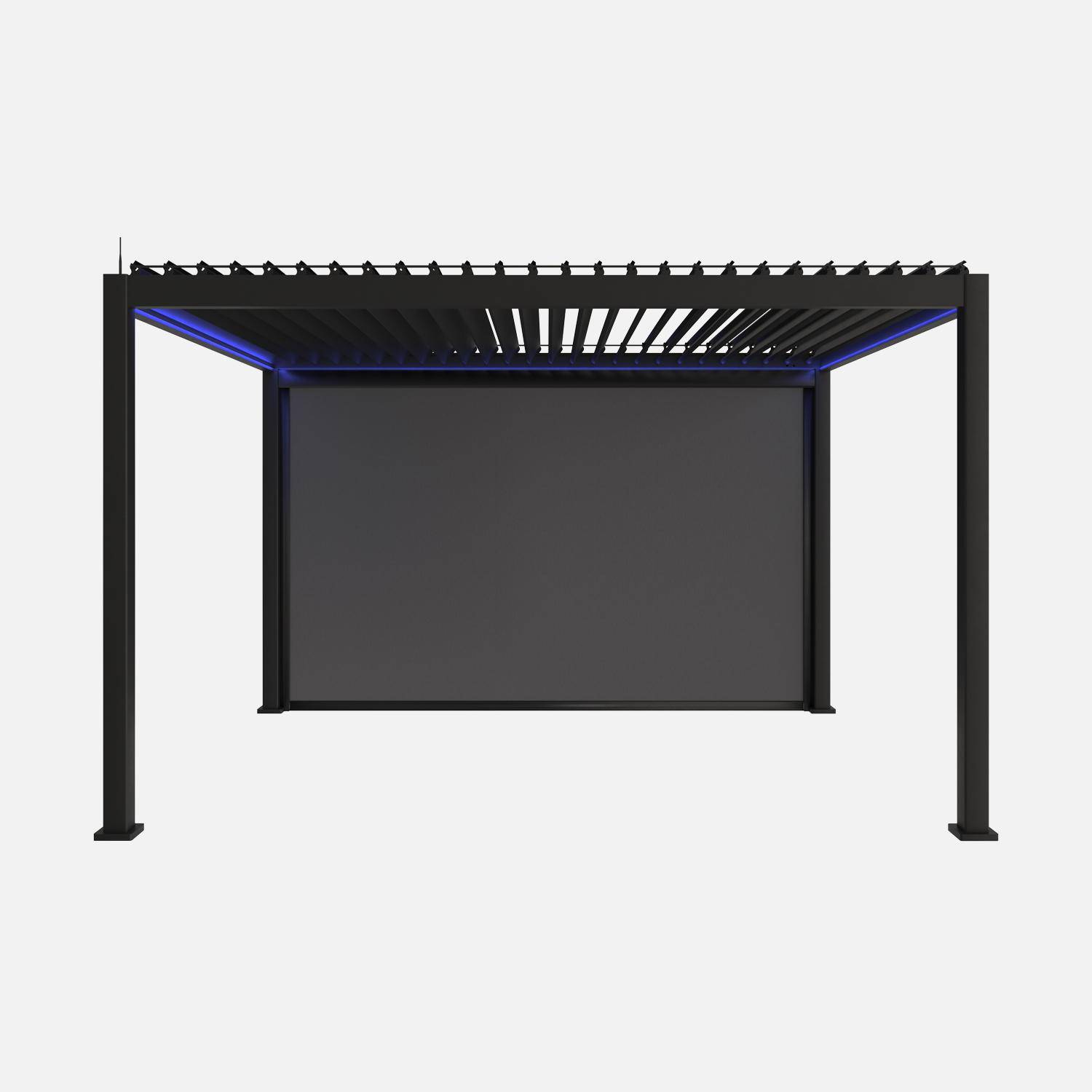 Pergola bioclimatique électrique 3x4m, aluminium, à lames orientables avec éclairage LED + store 4m,sweeek,Photo2